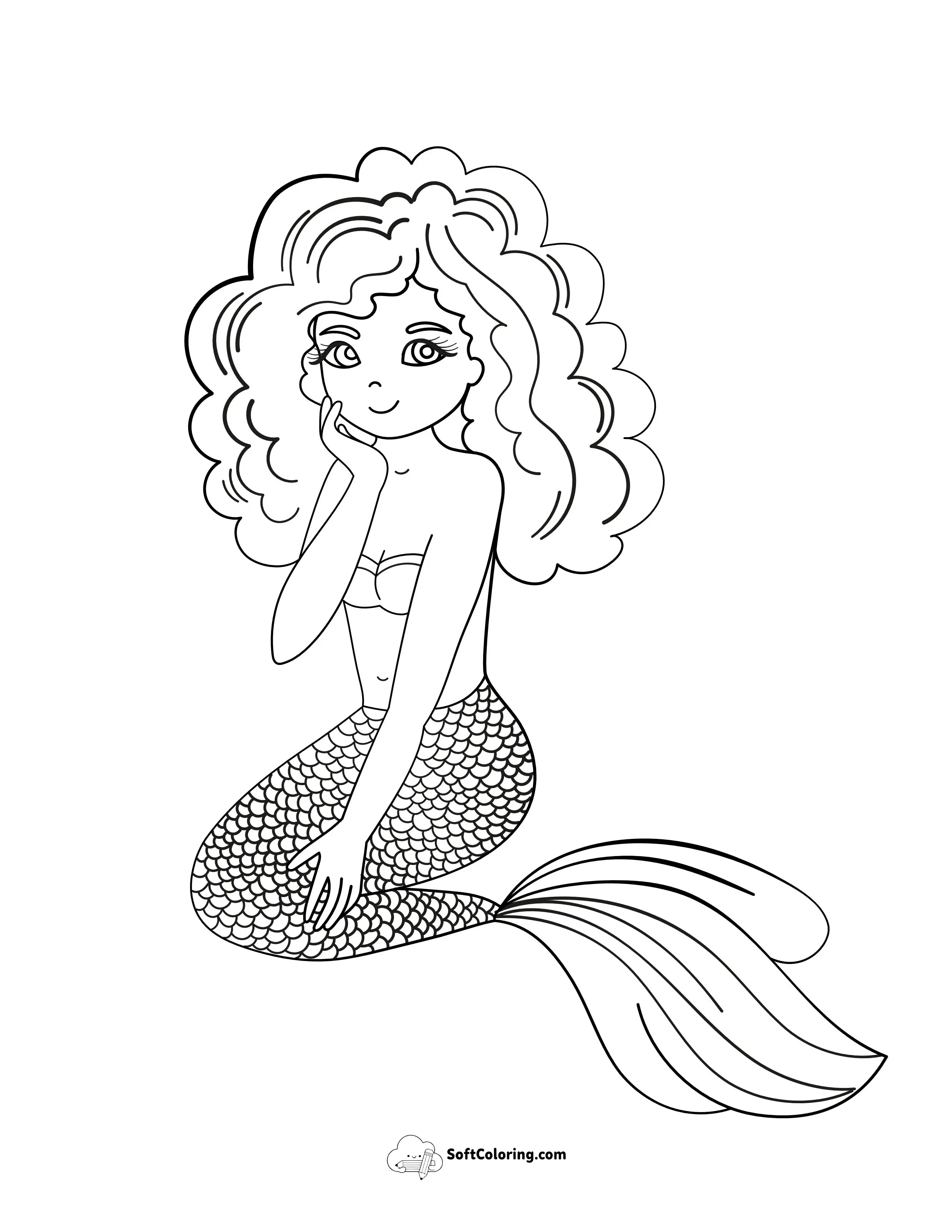Sitting Mermaid Picture To Color