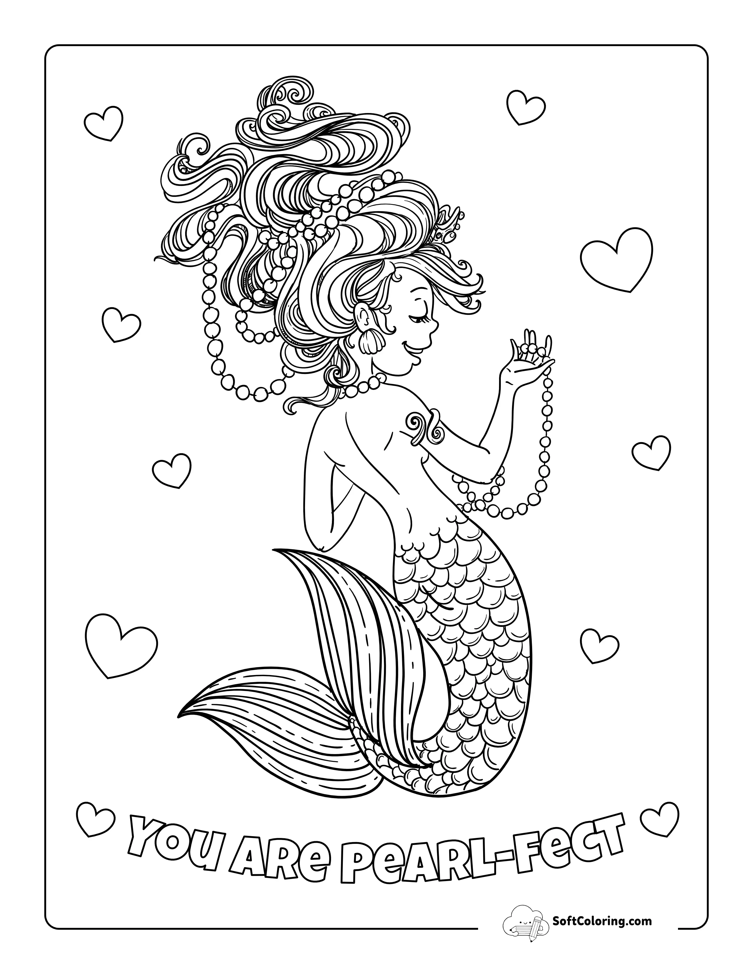 Mermaid With Treasure Coloring Page