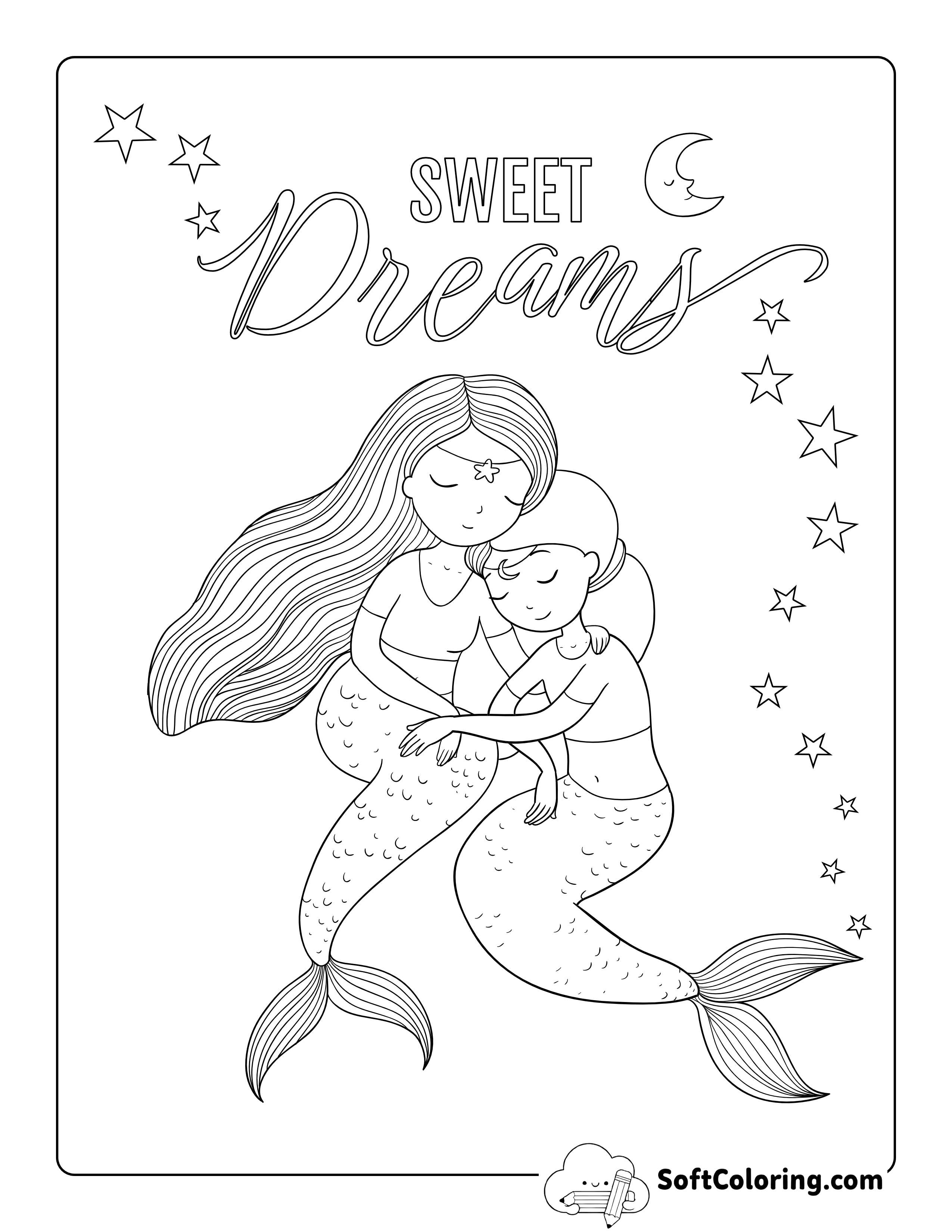 Two Mermaids Picture to Color