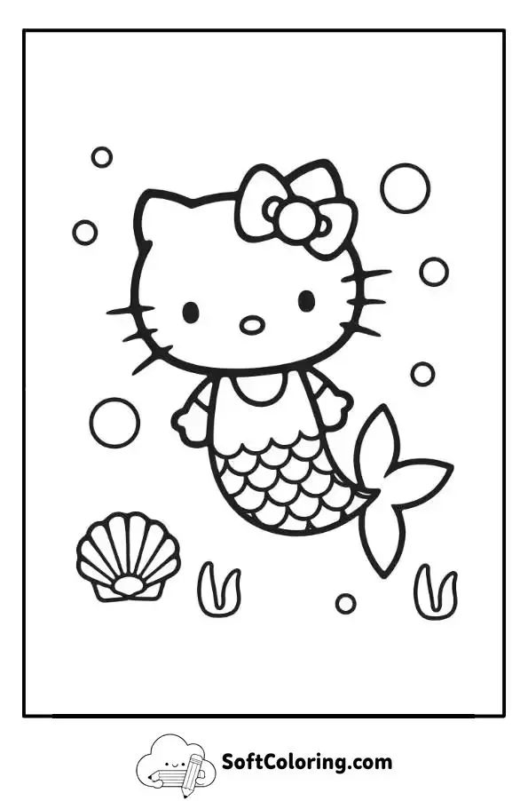 Hello Kitty Mermaid Coloring Page