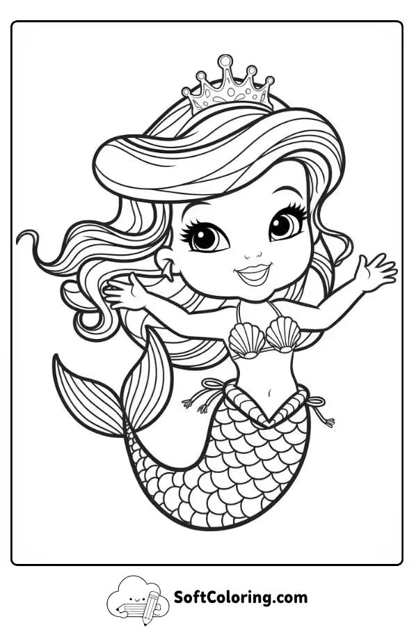 Mermaid Princess Coloring Page 4