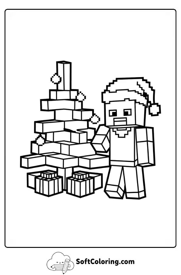 Minecraft Christmas Coloring Page