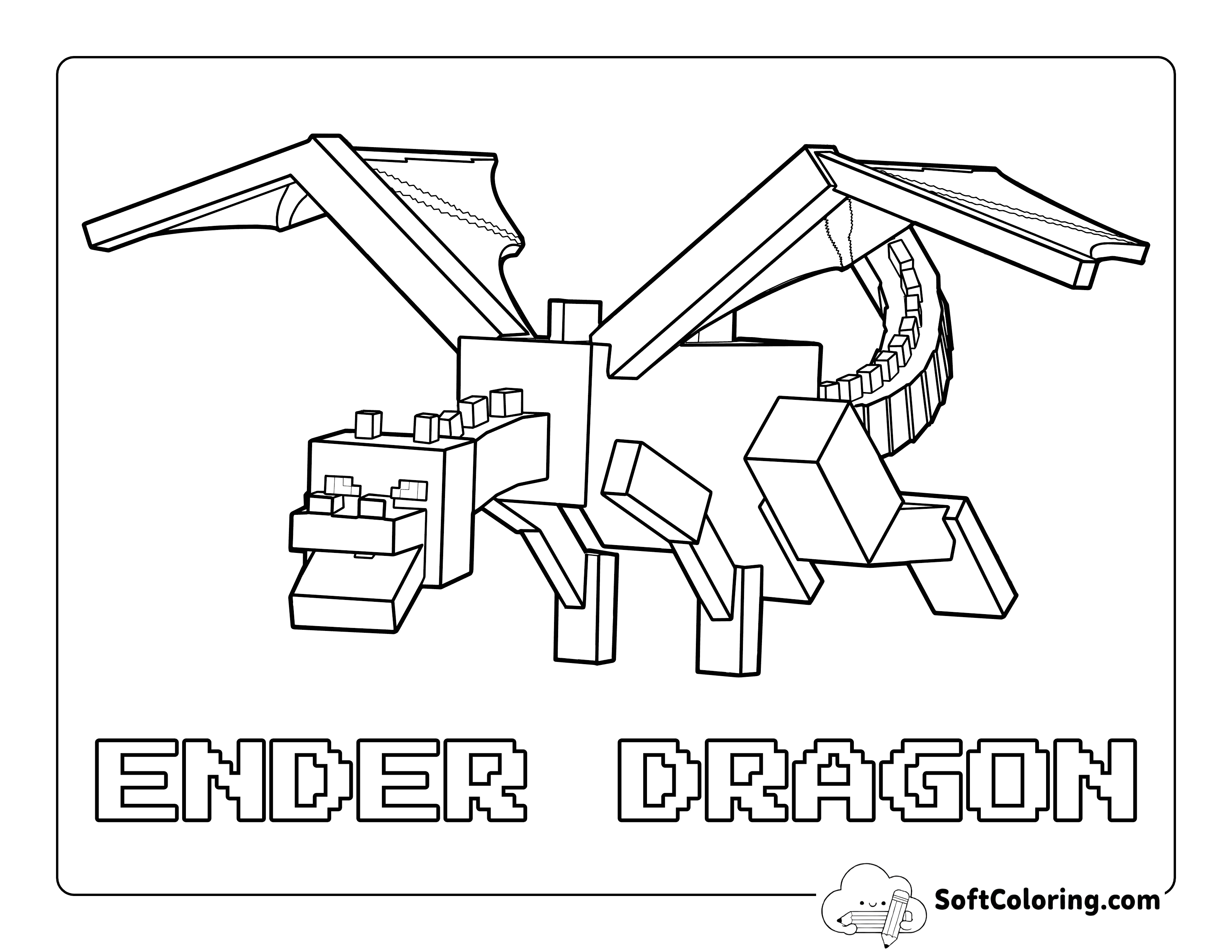 Minecraft Ender Dragon-Inspired Coloring Sheet
