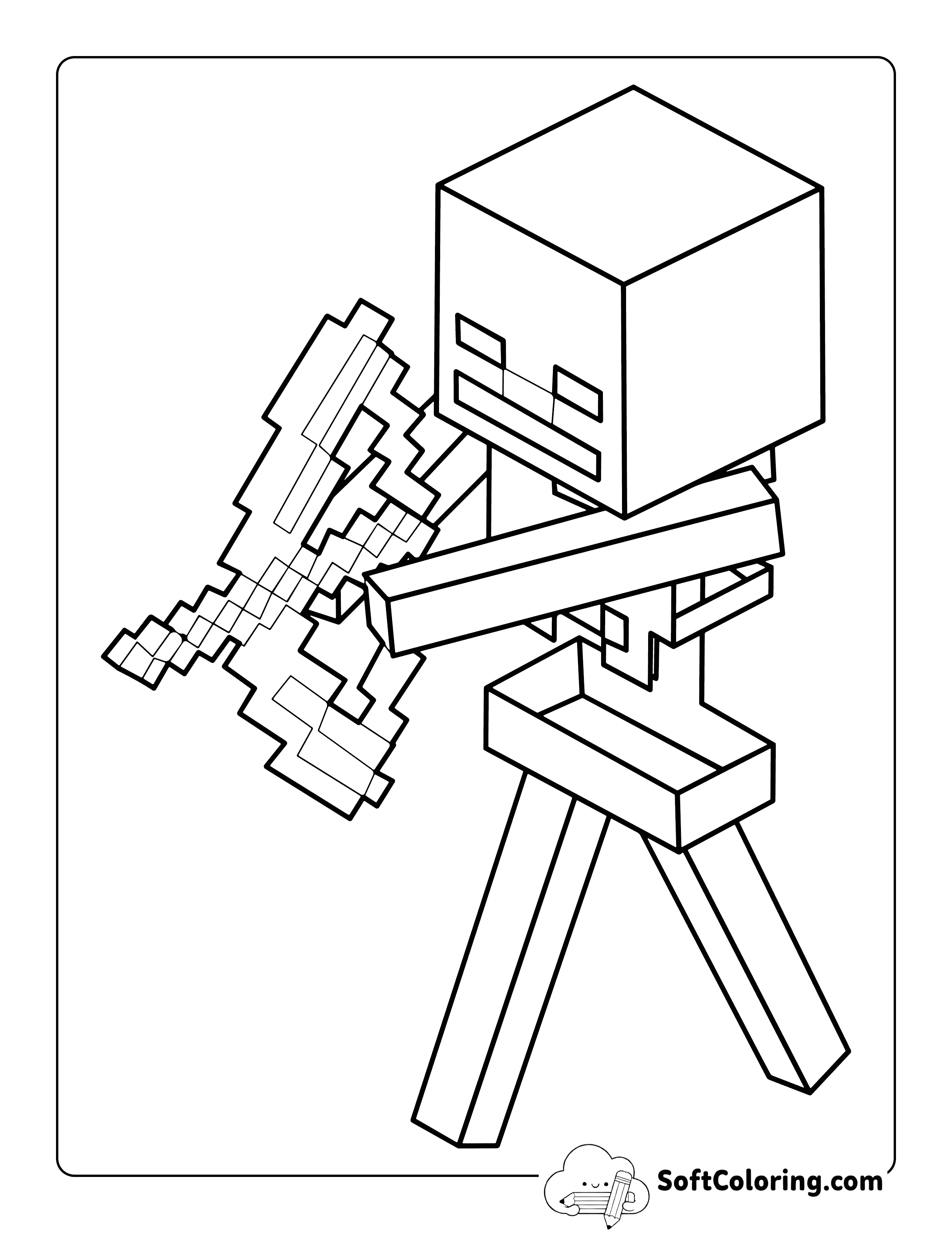 Minecraft Skeleton-Inspired Coloring Page