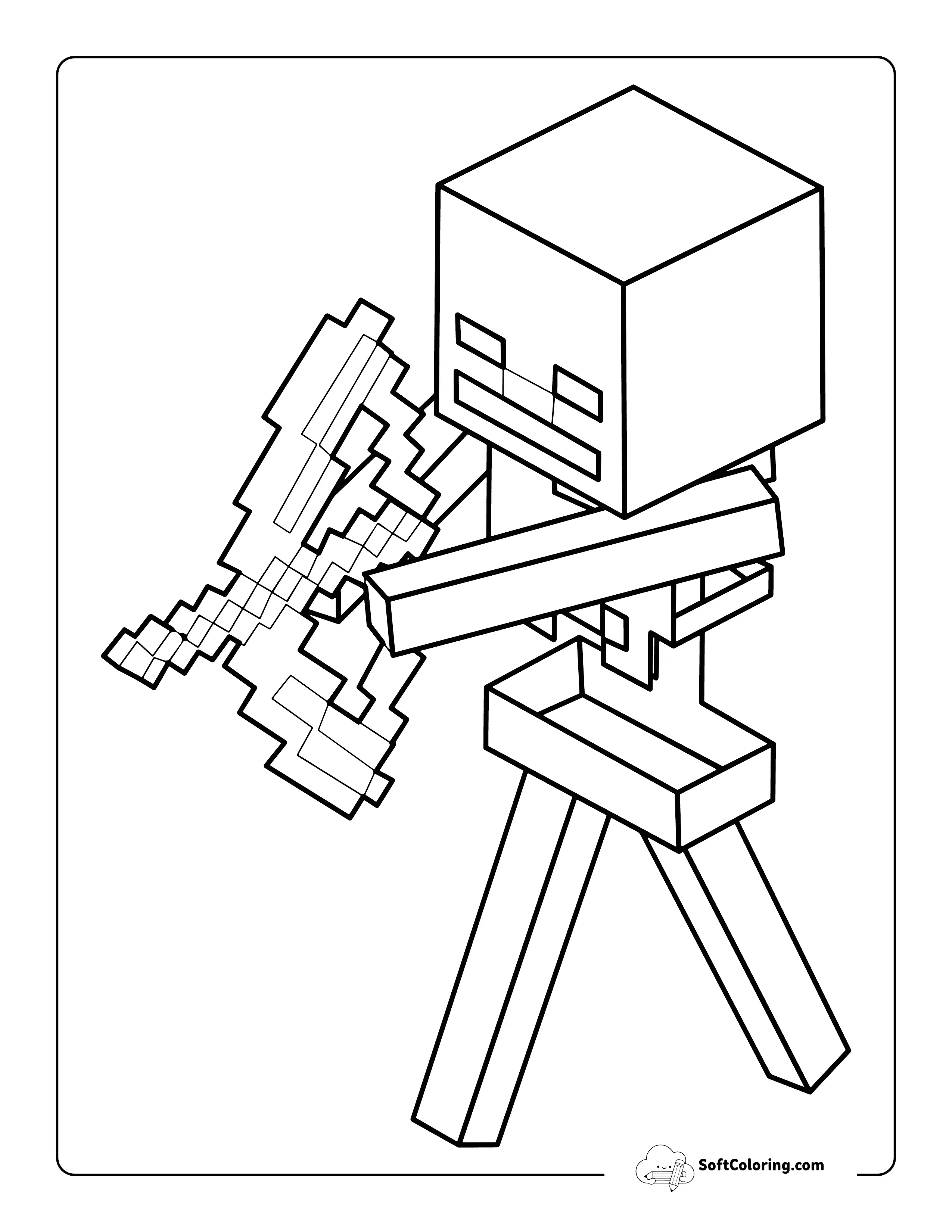 Minecraft Skeleton-Inspired Coloring Page