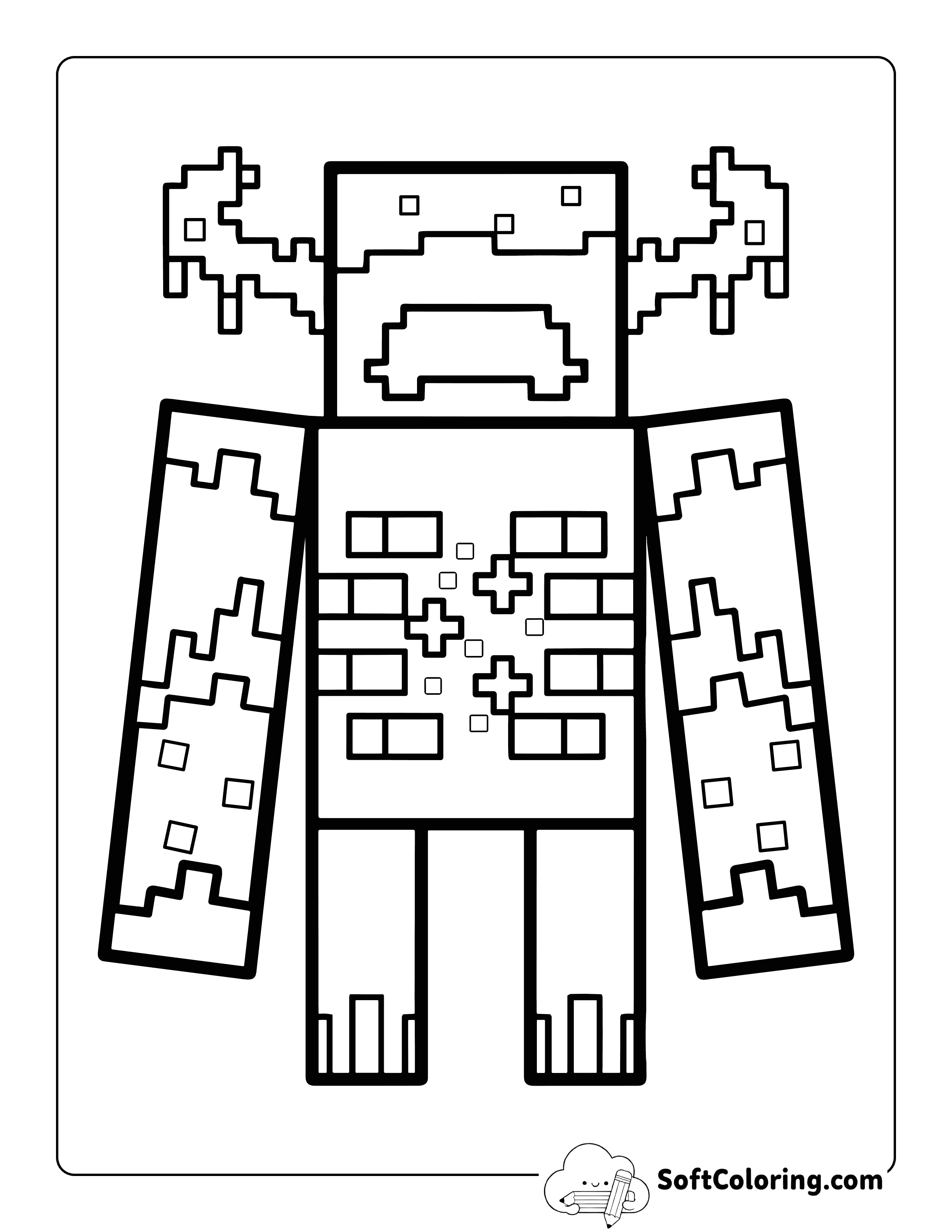 Warden Minecraft-Inspired Coloring Page