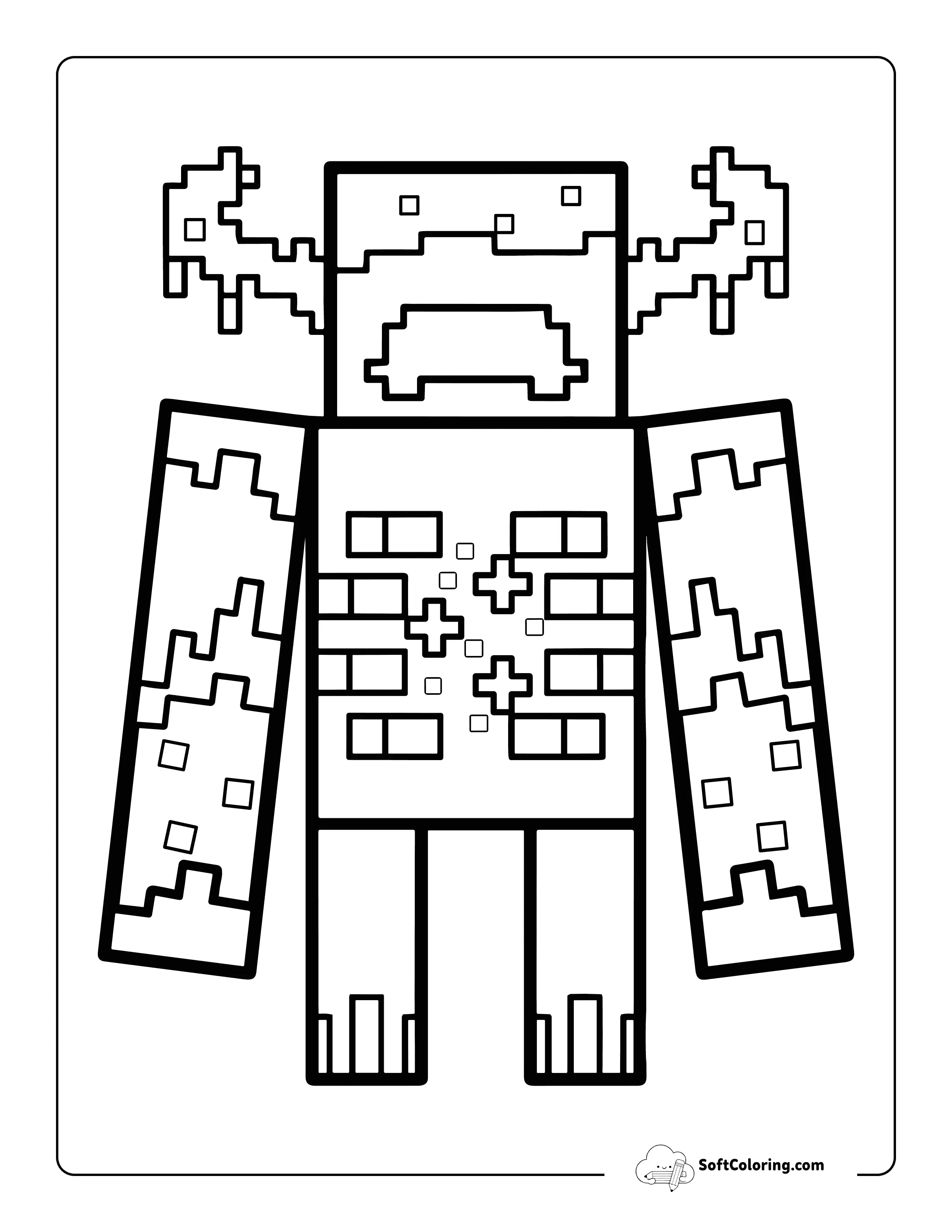 Warden Minecraft-Inspired Coloring Page