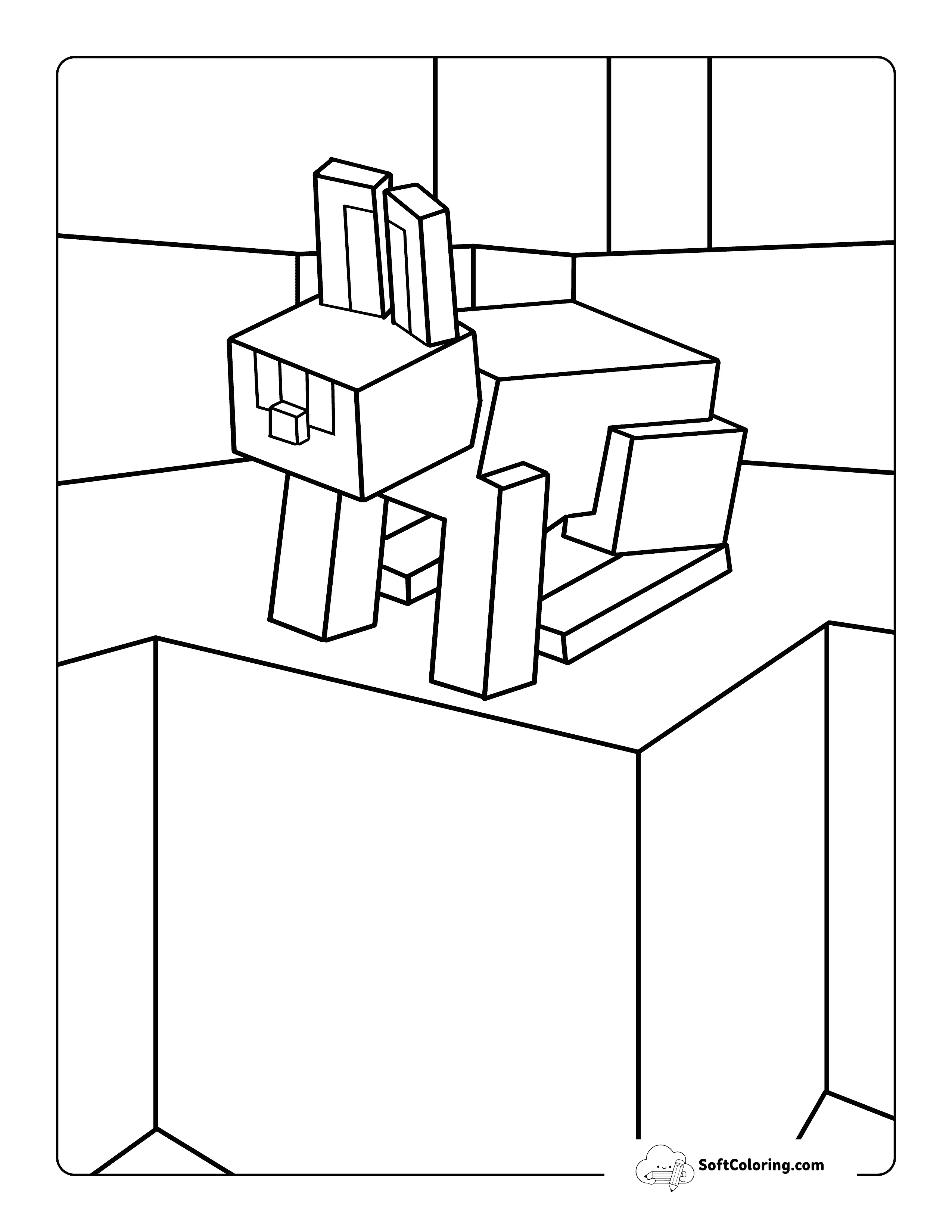 Cute Bunny Inspired By Minecraft Coloring Page