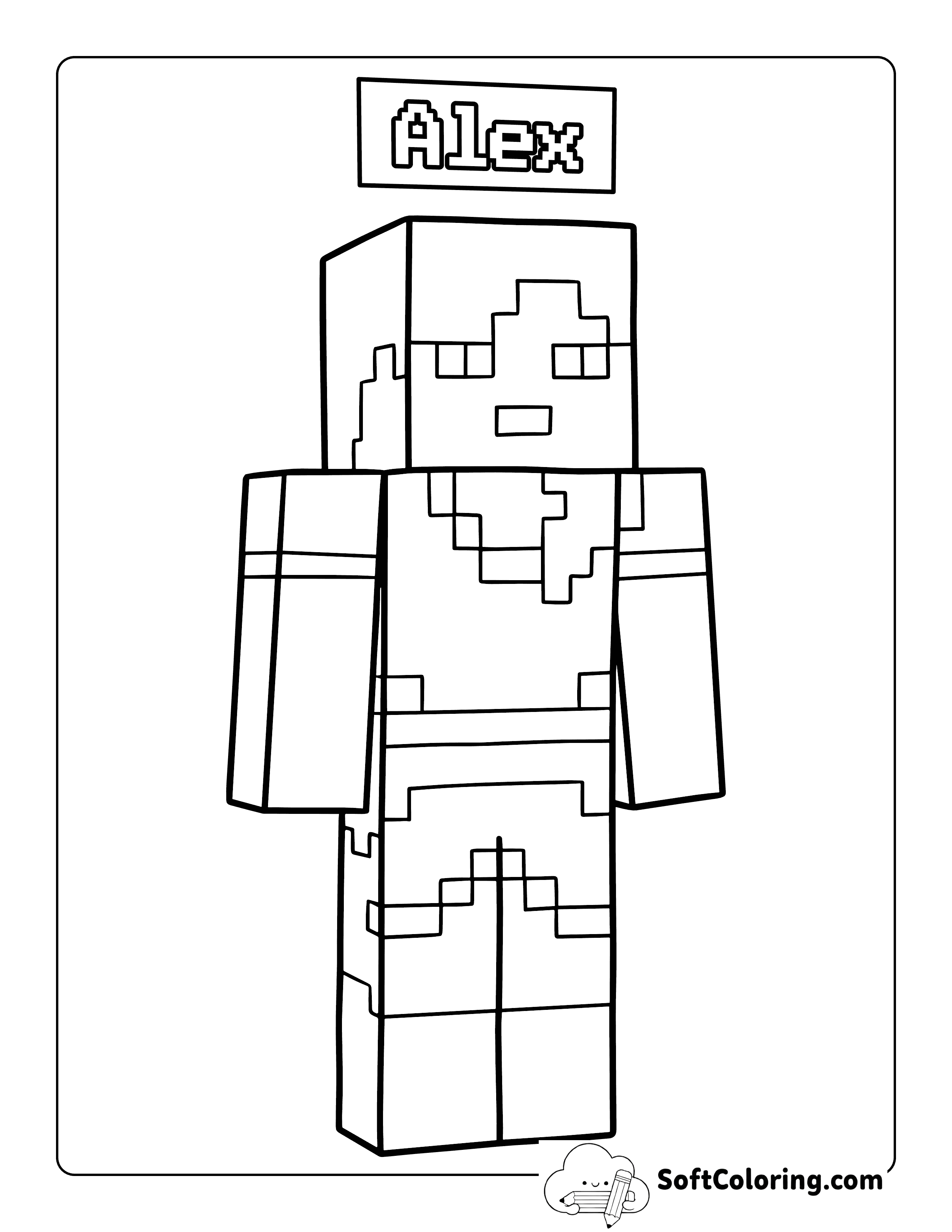 Minecraft Alex-Inspired Coloring Page