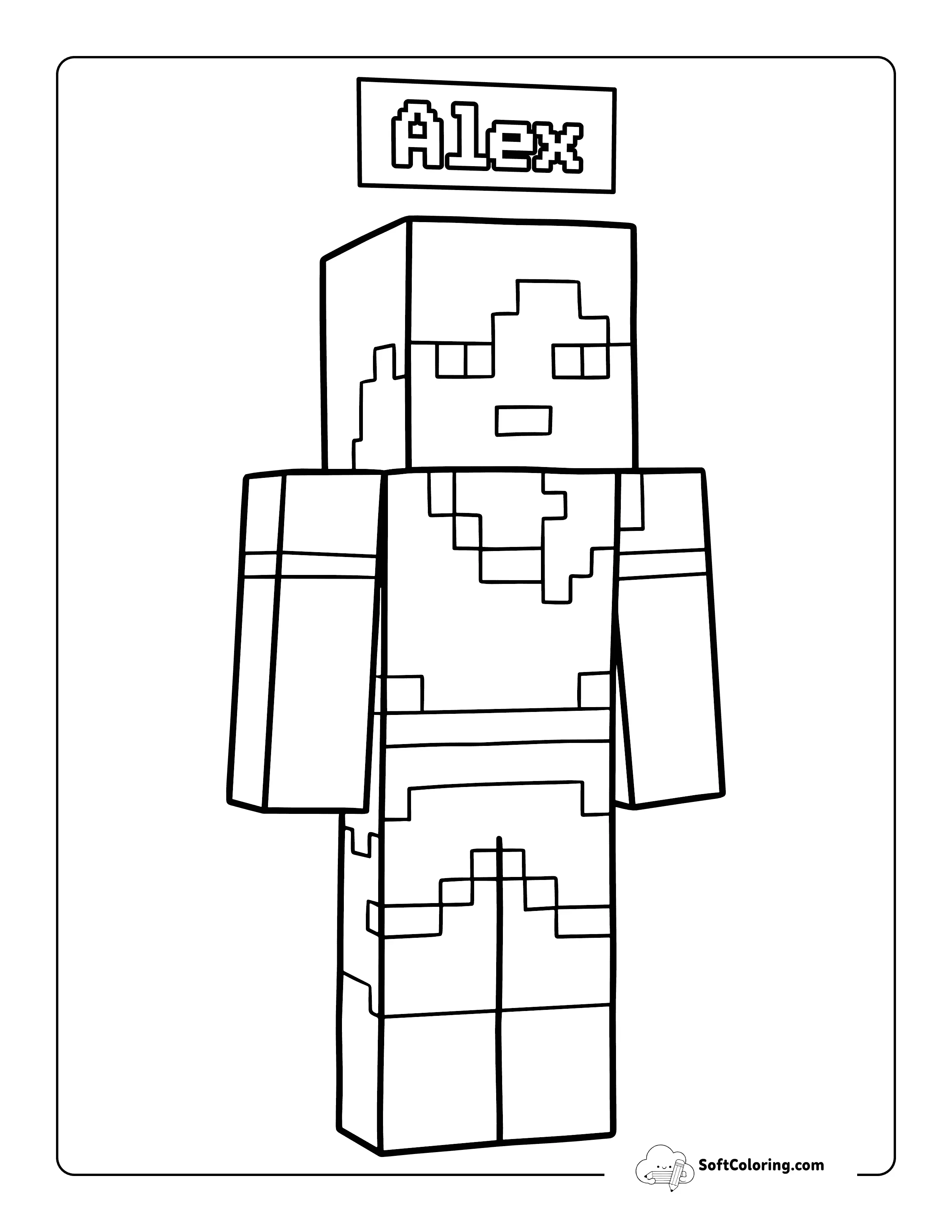 Minecraft Alex-Inspired Coloring Page