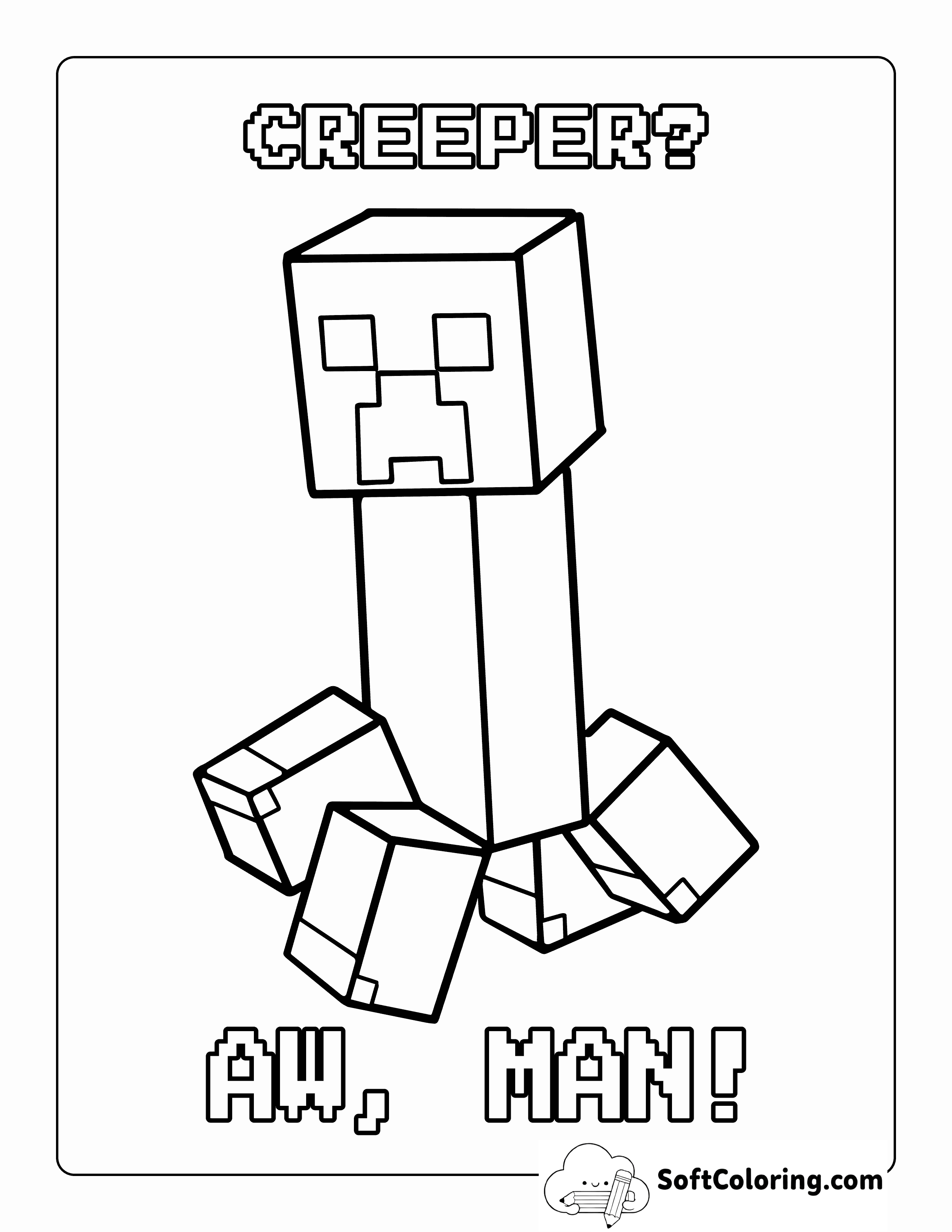 Minecraft Creeper-Inspired Printable Coloring Page