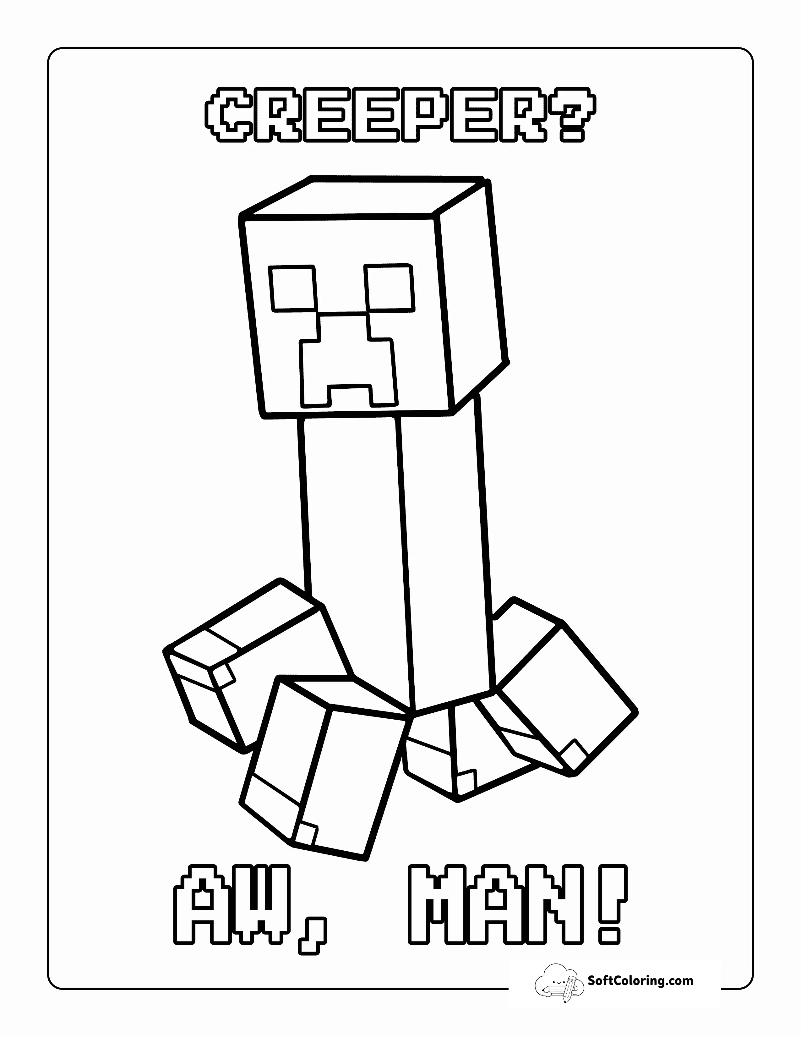 Minecraft Creeper-Inspired Printable Coloring Page