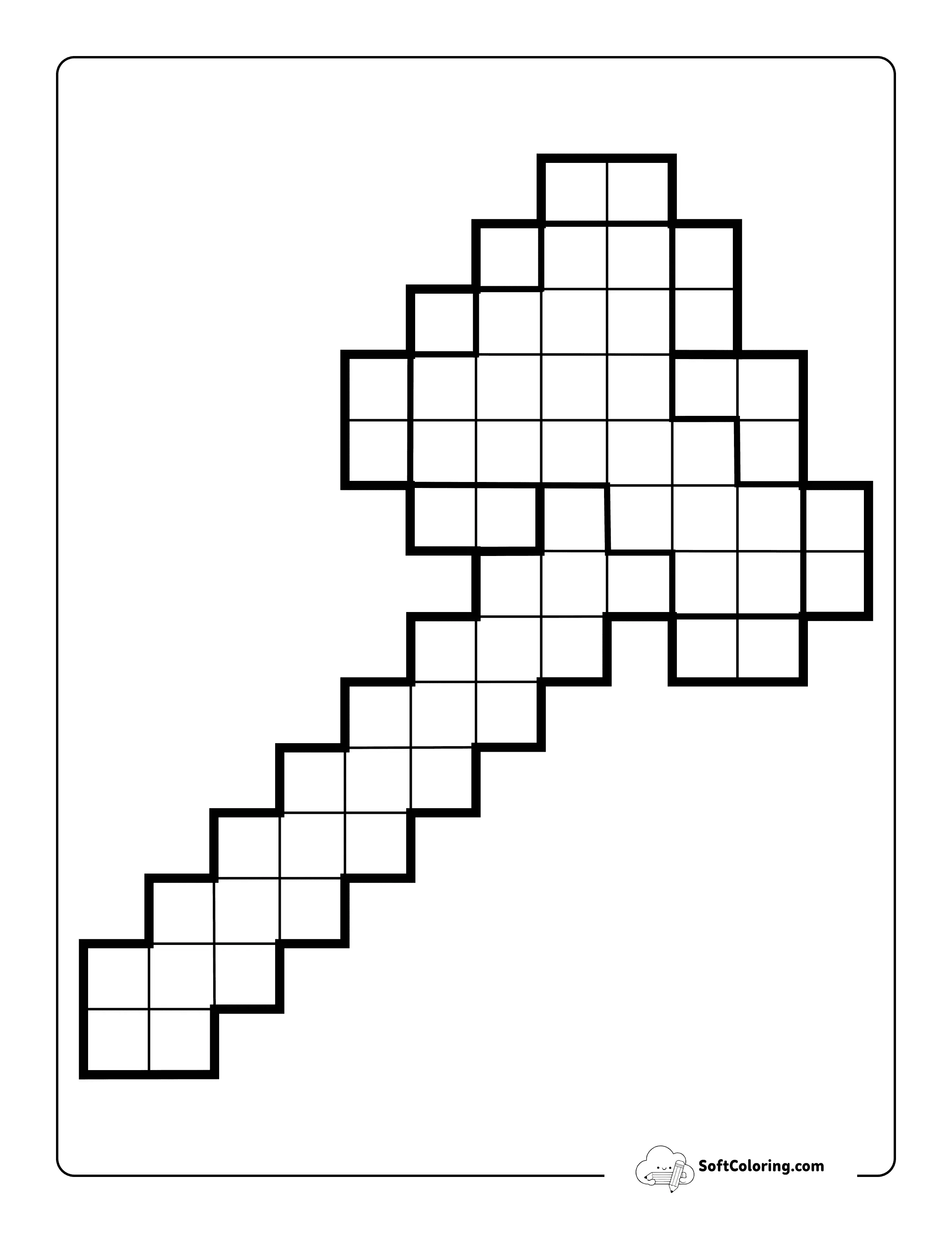Diamond Axe Minecraft-Inspired Drawing To Color