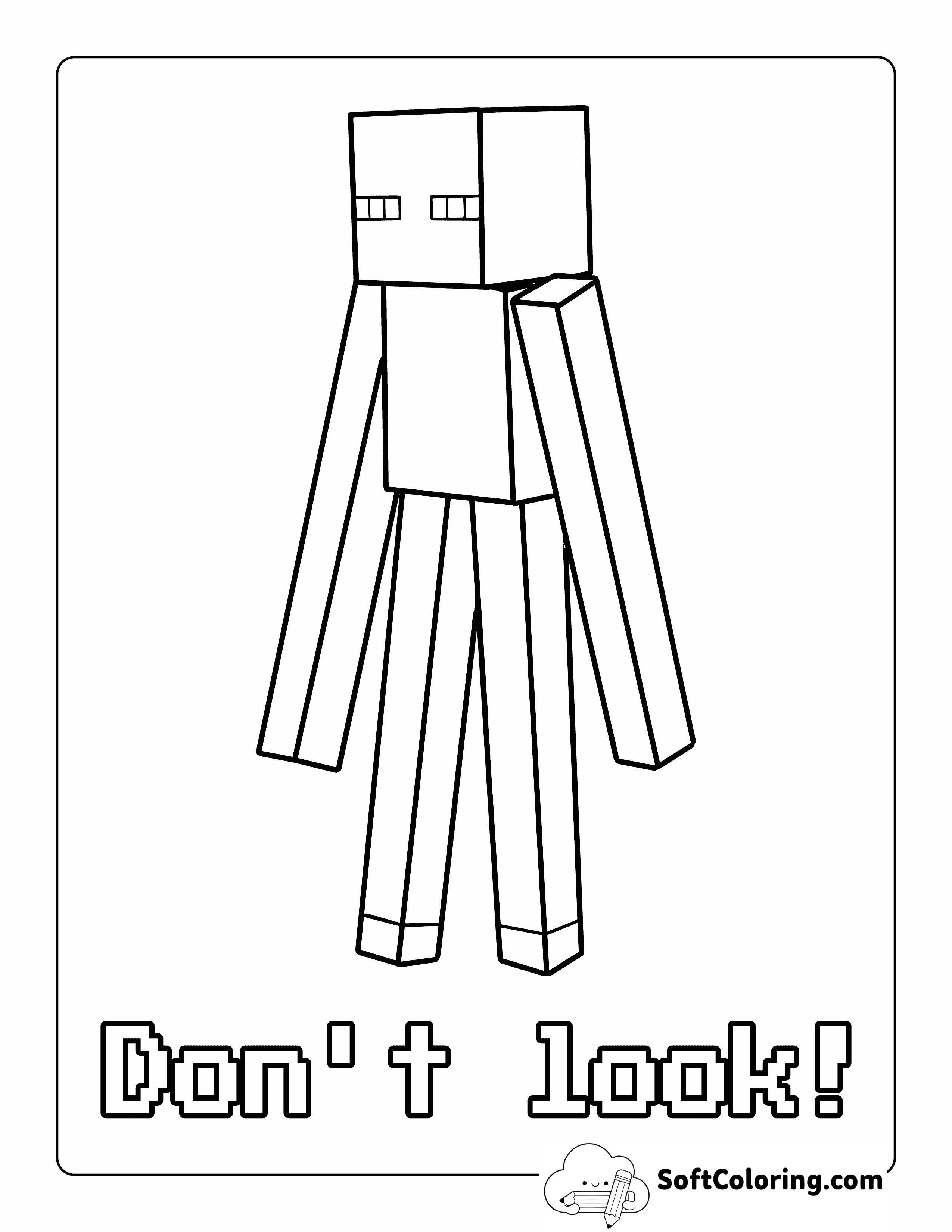 Enderman Minecraft-Inspired Coloring Page