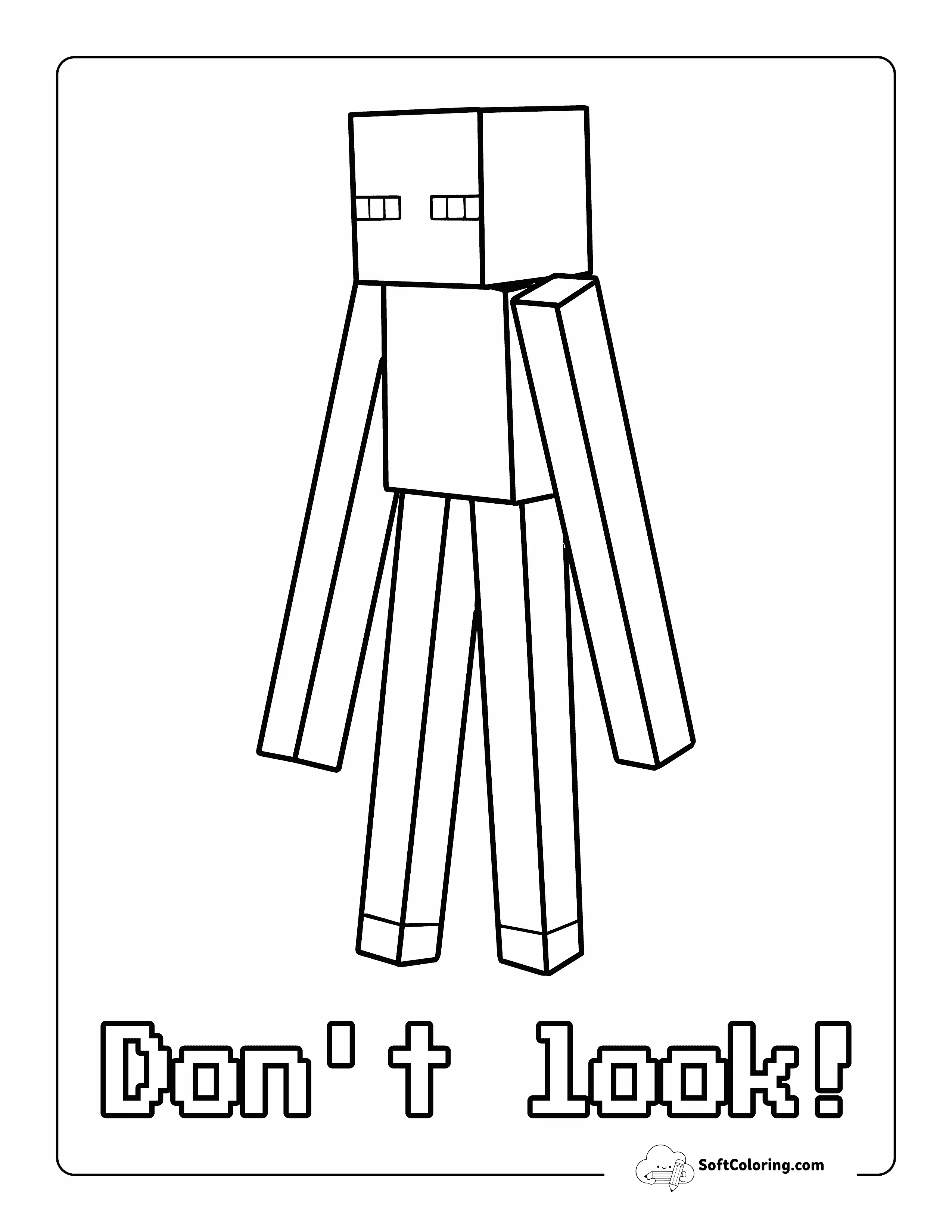 Enderman Minecraft-Inspired Coloring Page