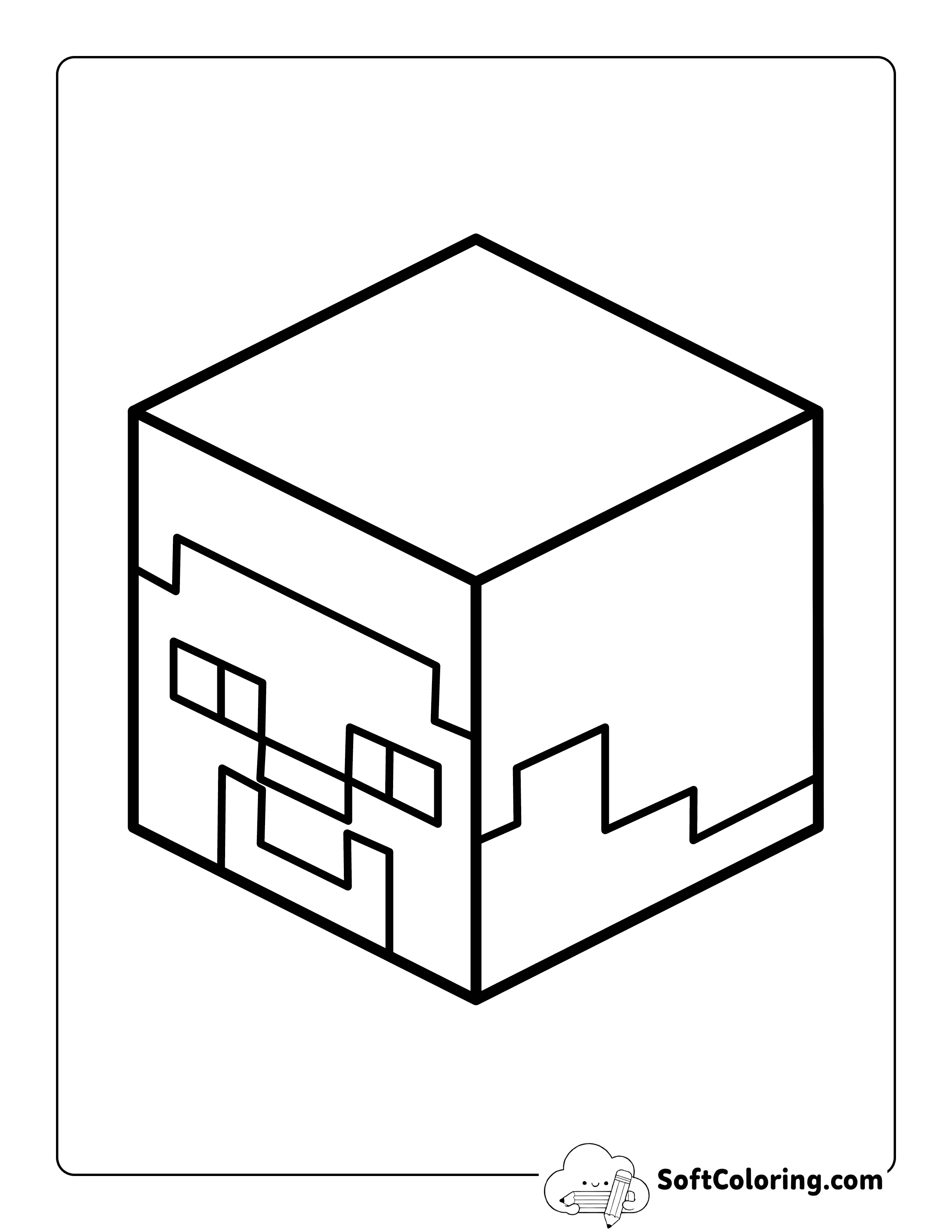 Steve Minecraft Heads-Inspired Coloring Sheet