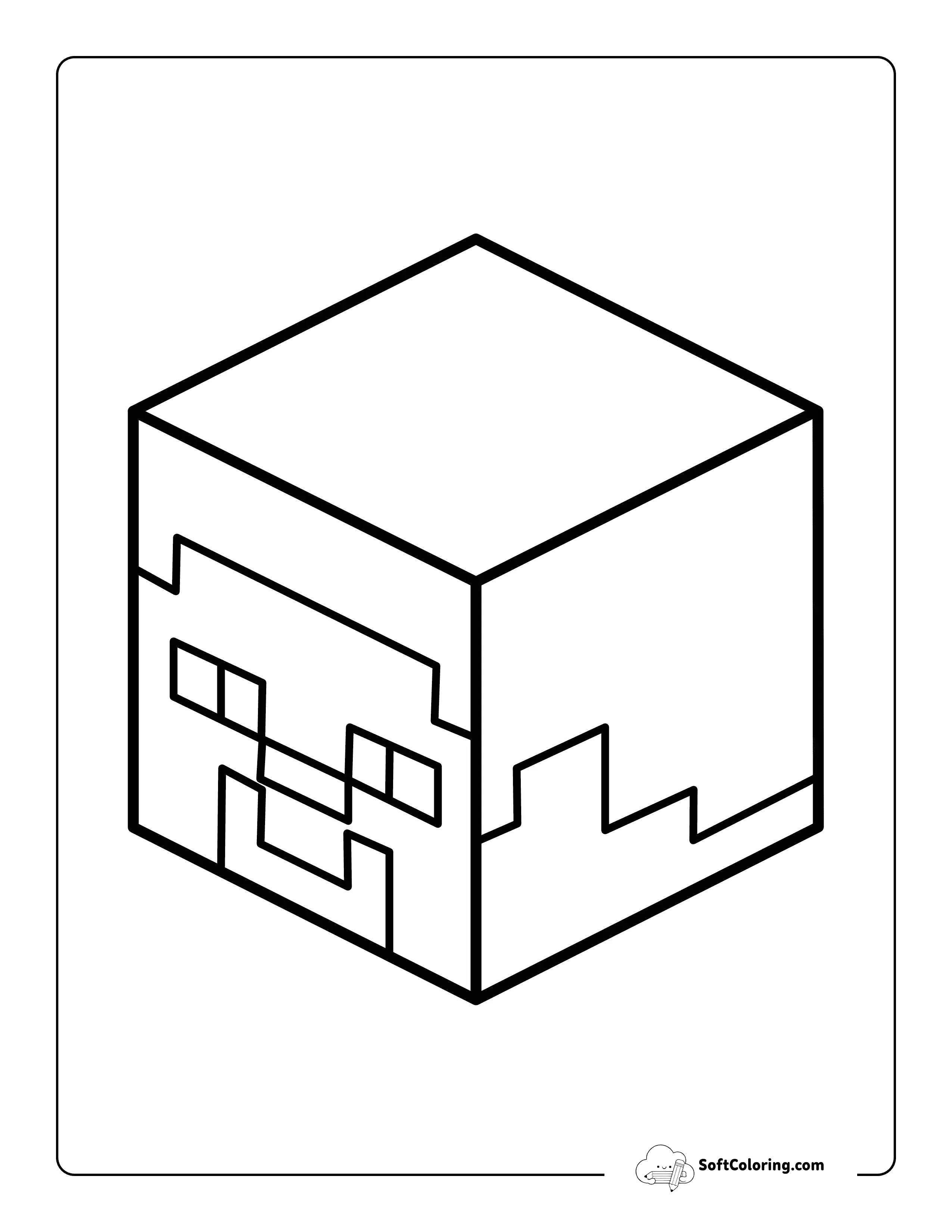 Steve Minecraft Heads-Inspired Coloring Sheet