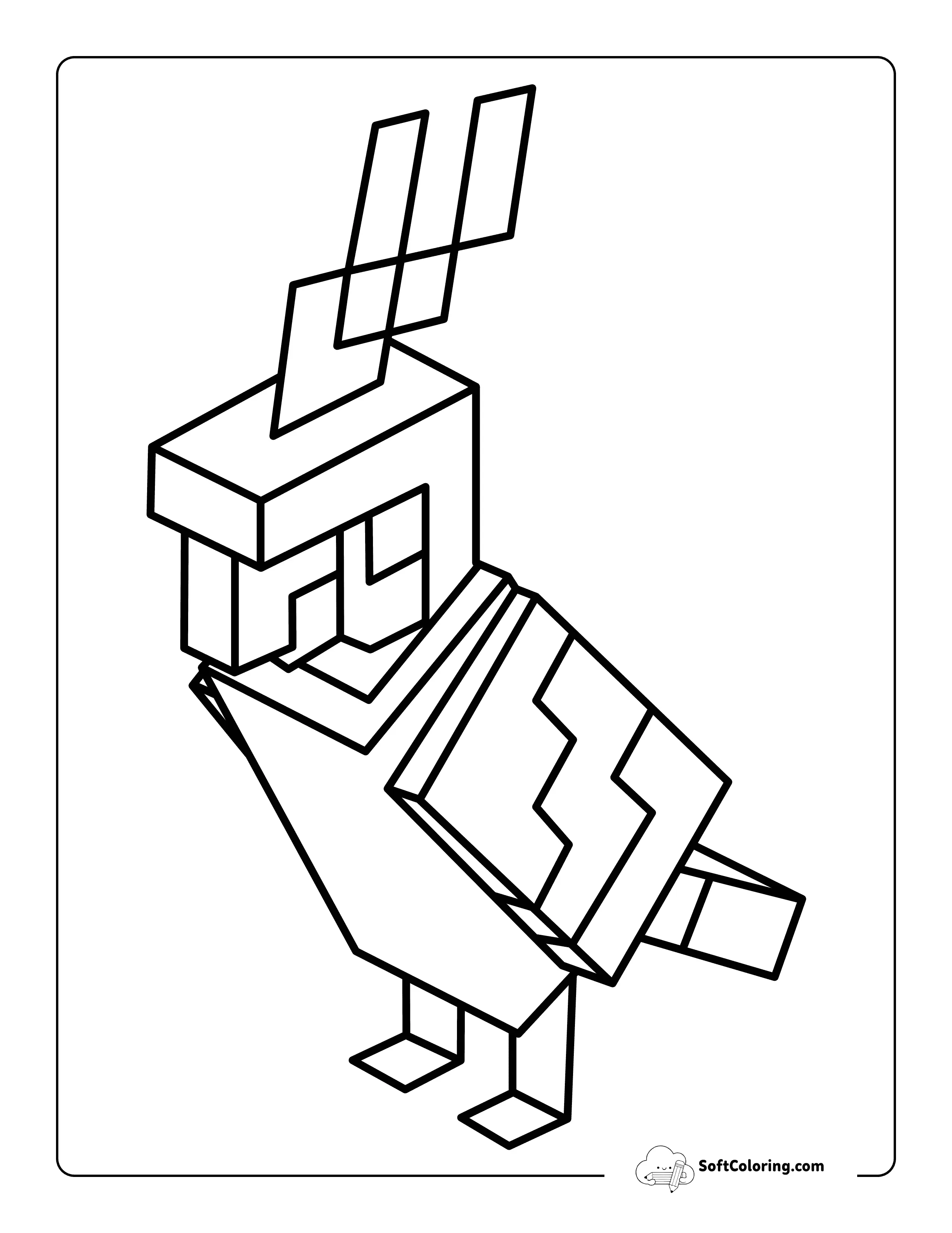 Easy Parrot Inspired By Minecraft Coloring Page