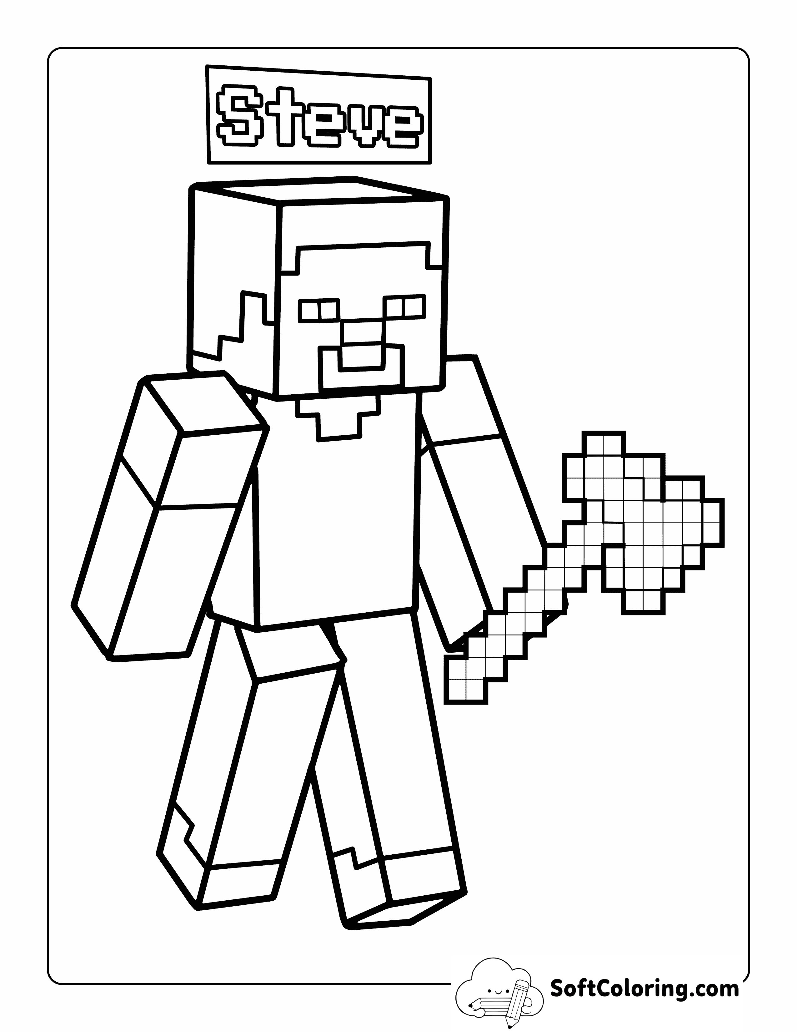 Minecraft Steve-Inspired Coloring Page