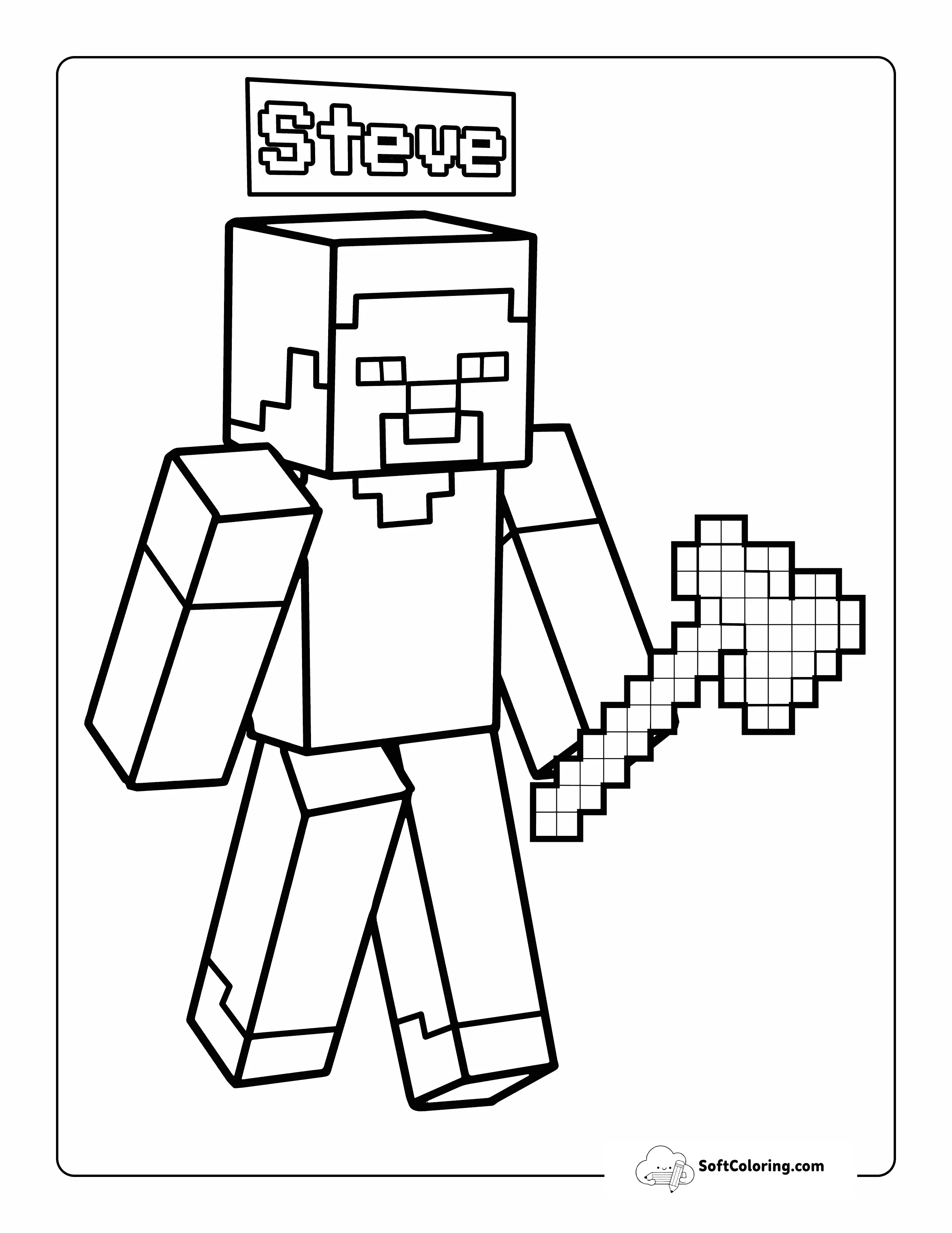 Minecraft Steve-Inspired Coloring Page