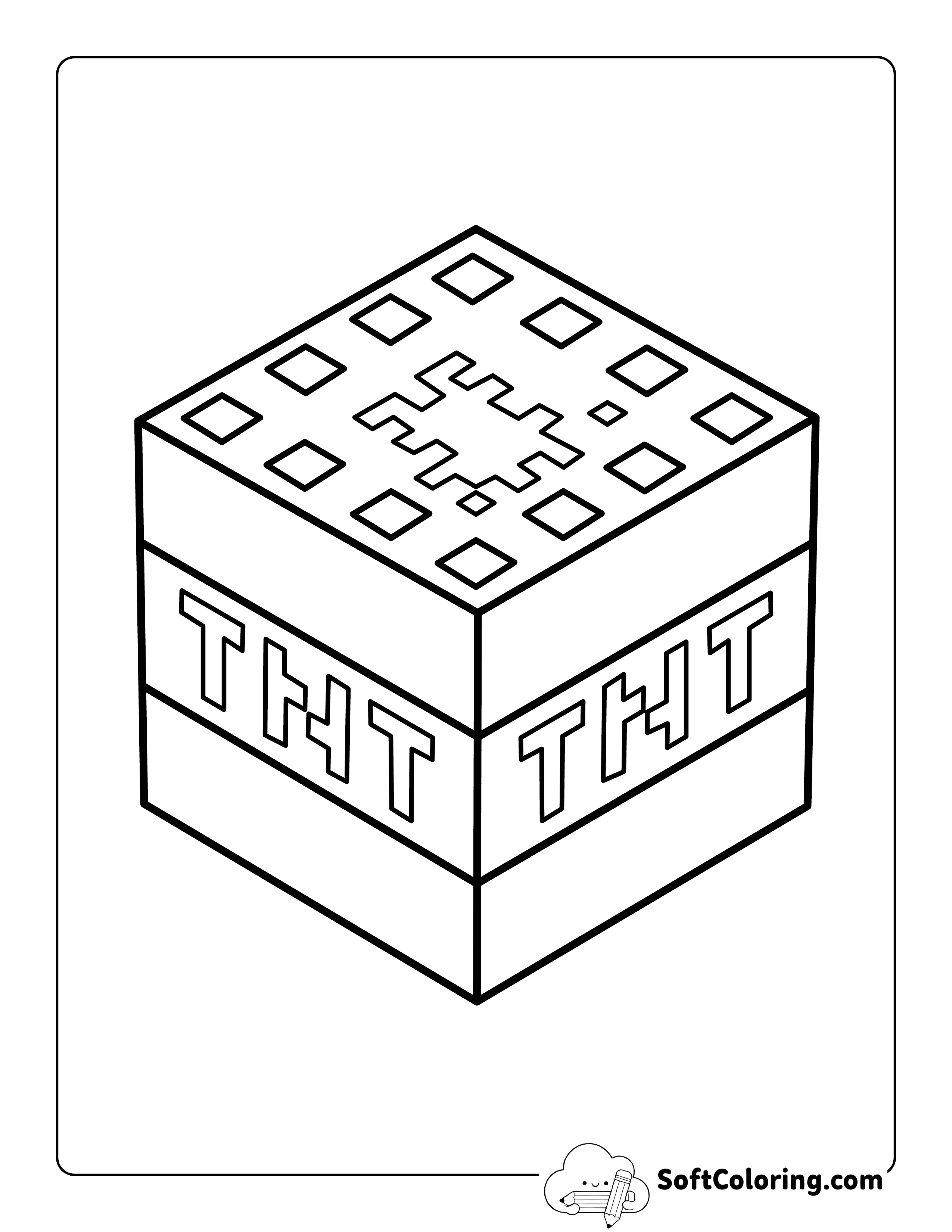 Minecraft TNT-Inspired Coloring Outline to Color