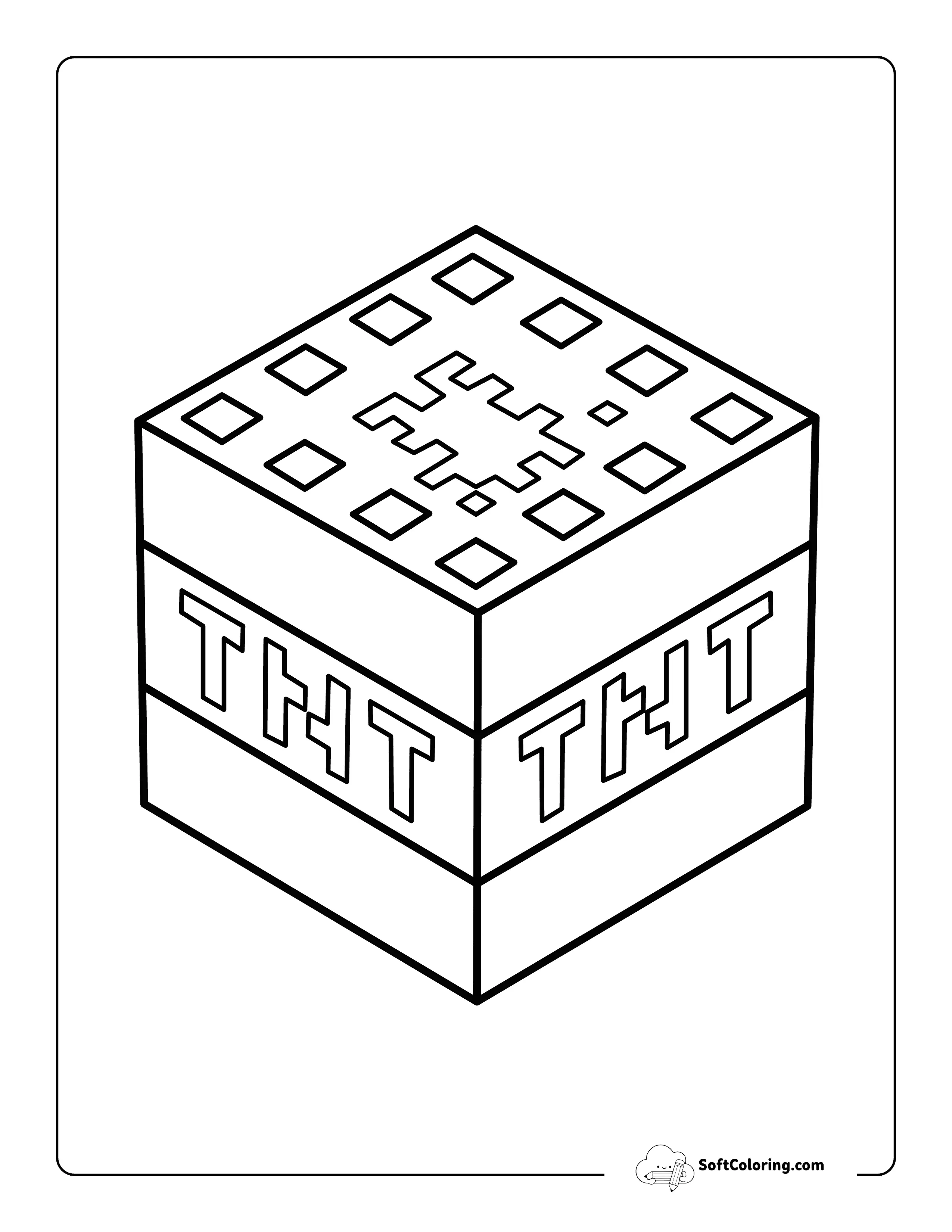 Minecraft Tnt-Inspired Coloring Outline To Color