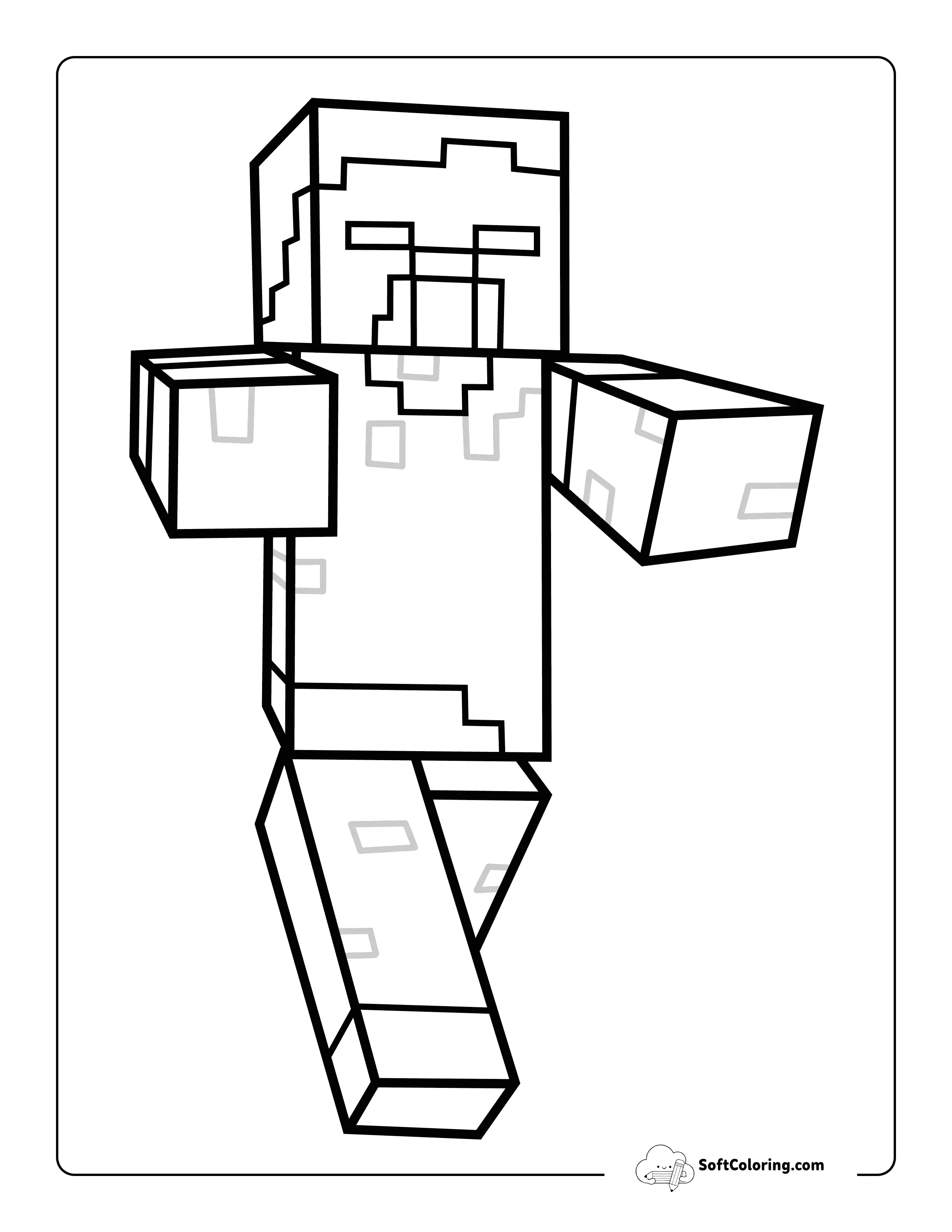 Zombie Minecraft-Inspired Coloring Sheet