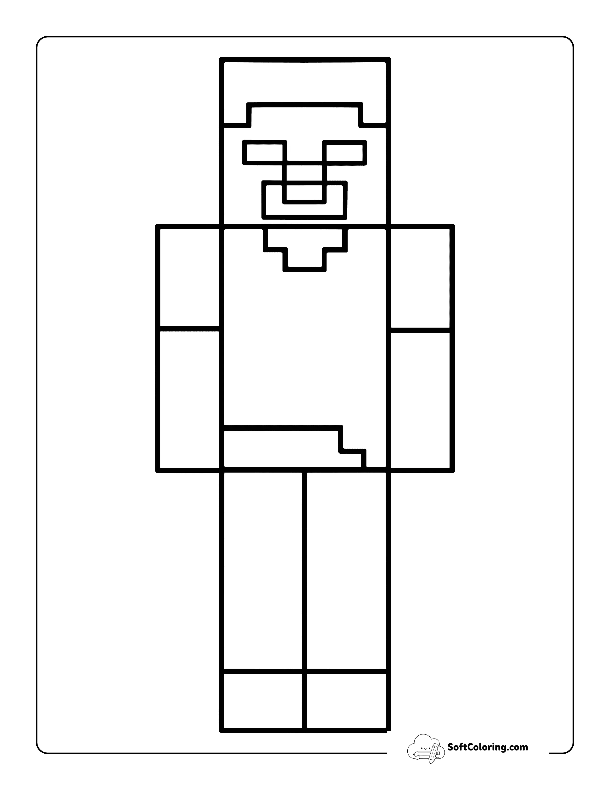 Minecraft Herobrine-Inspired Coloring Sheet