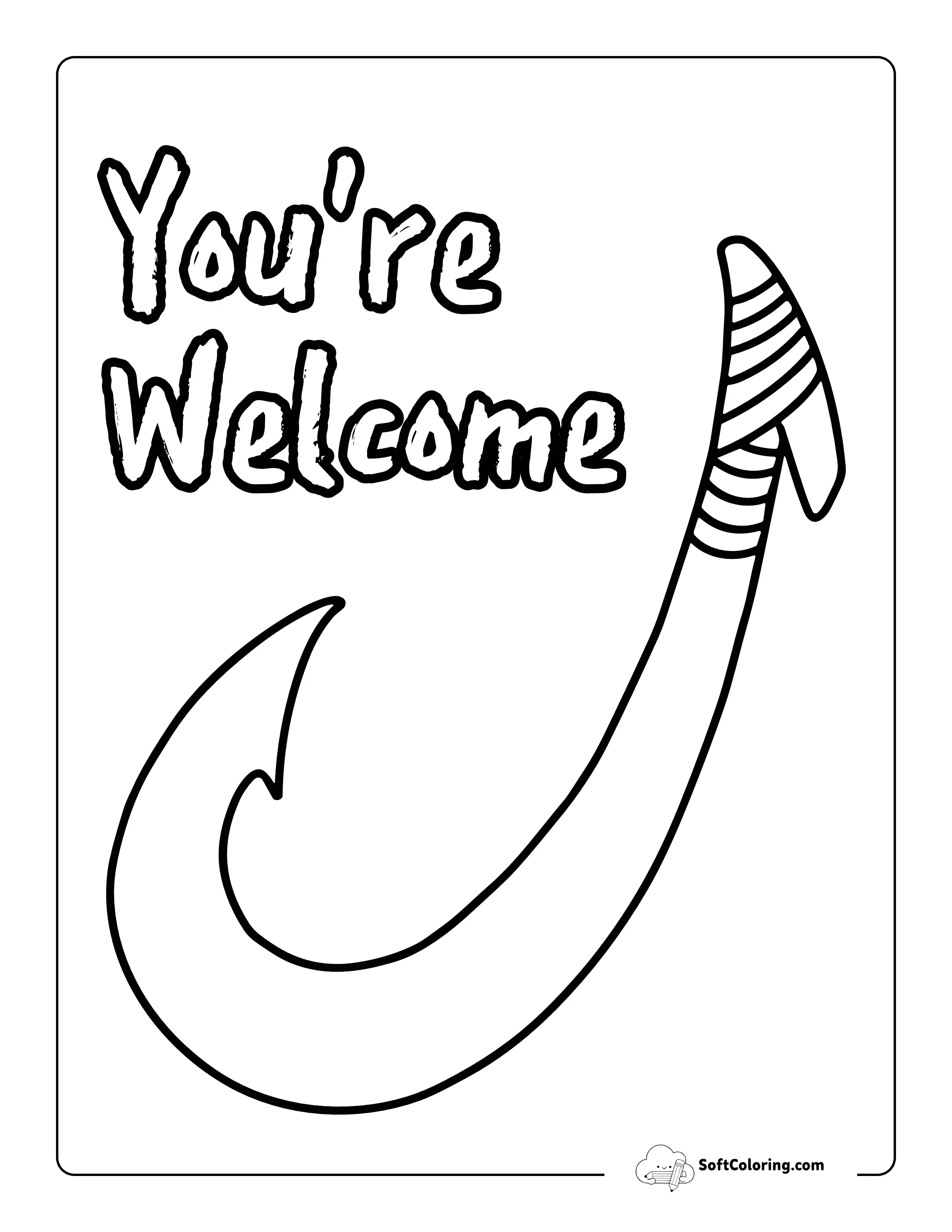 "You're Welcome" Maui's Hook Easy Moana-Inspired Coloring Page