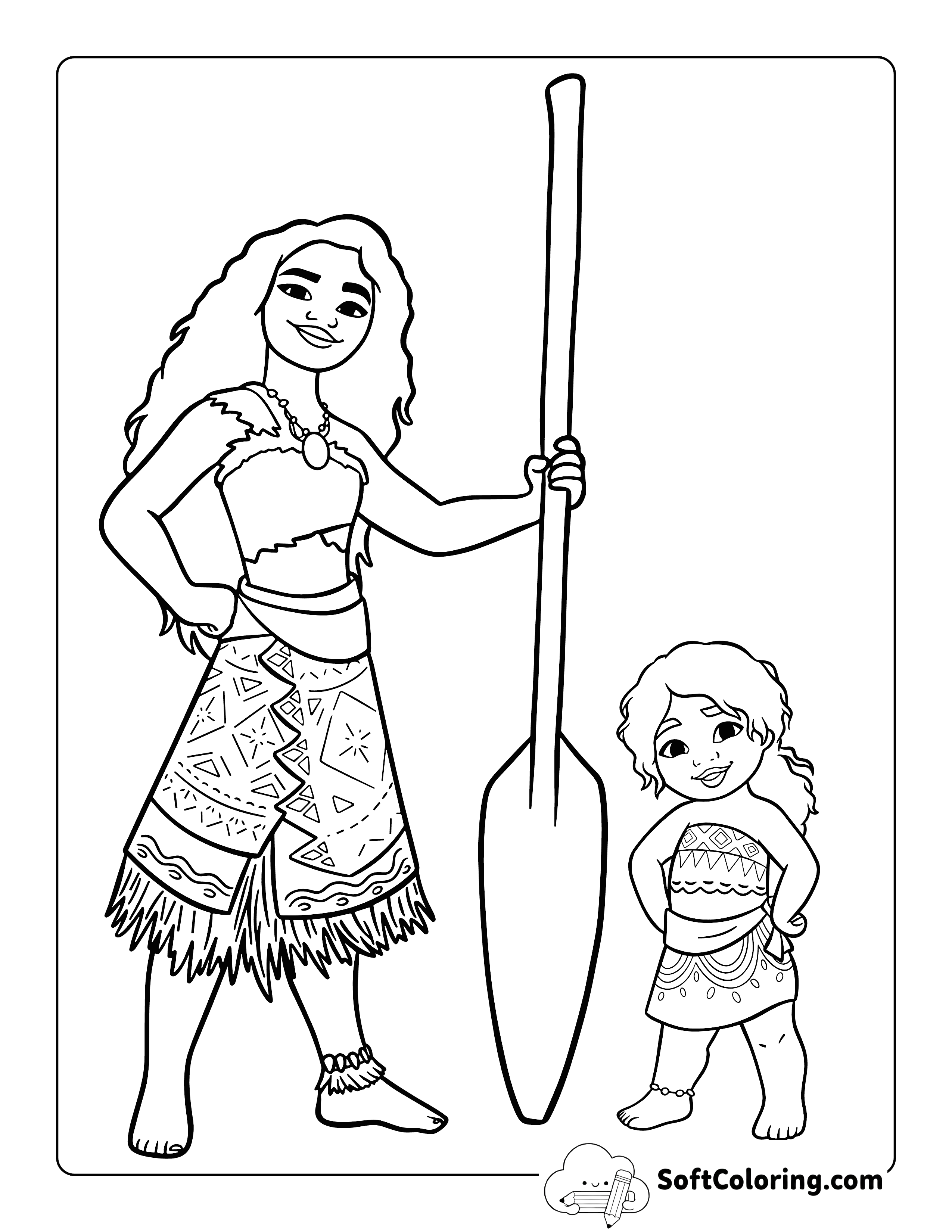 Cute Simea and Moana-Inspired Coloring Sheet