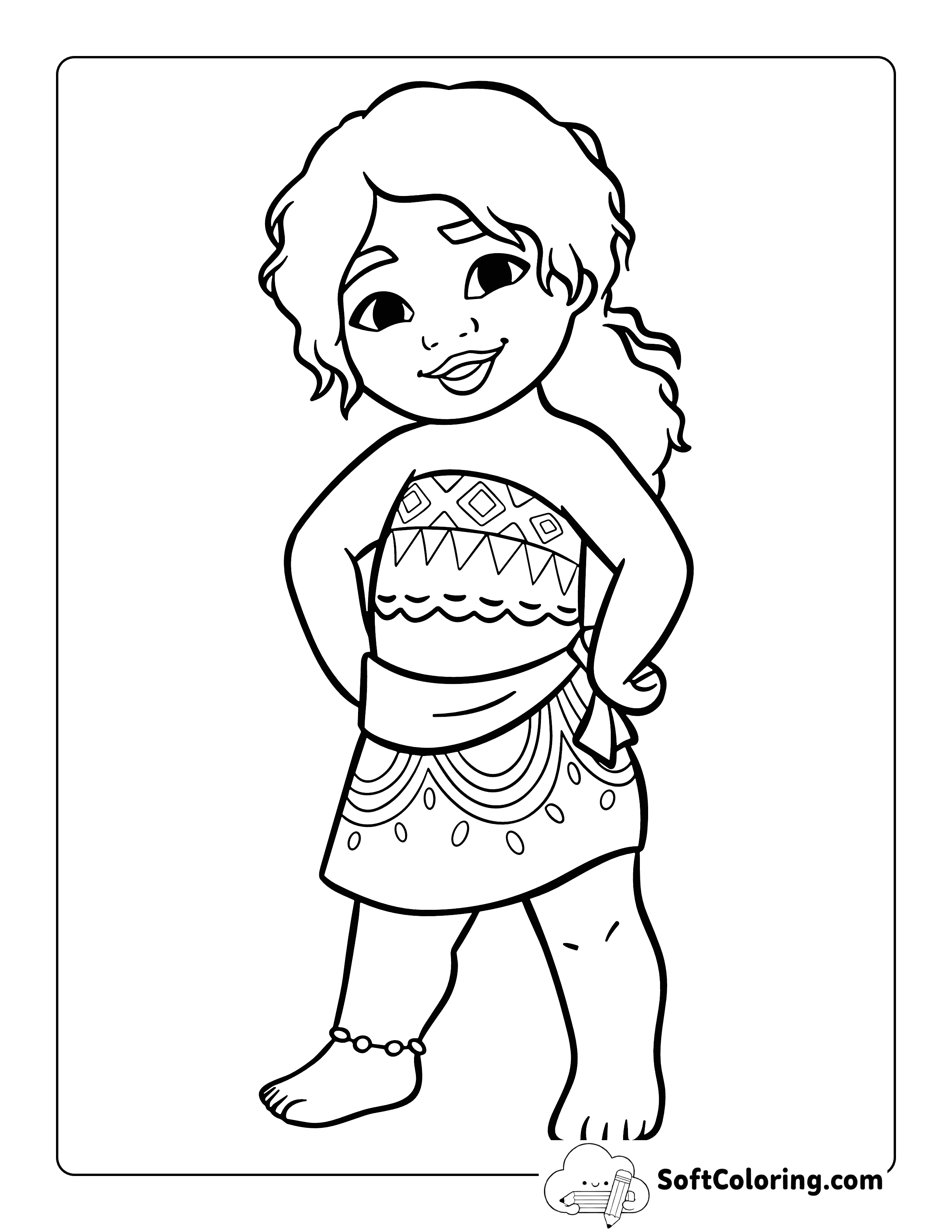 Easy Moana's Sister Simea-Inspired Coloring Page