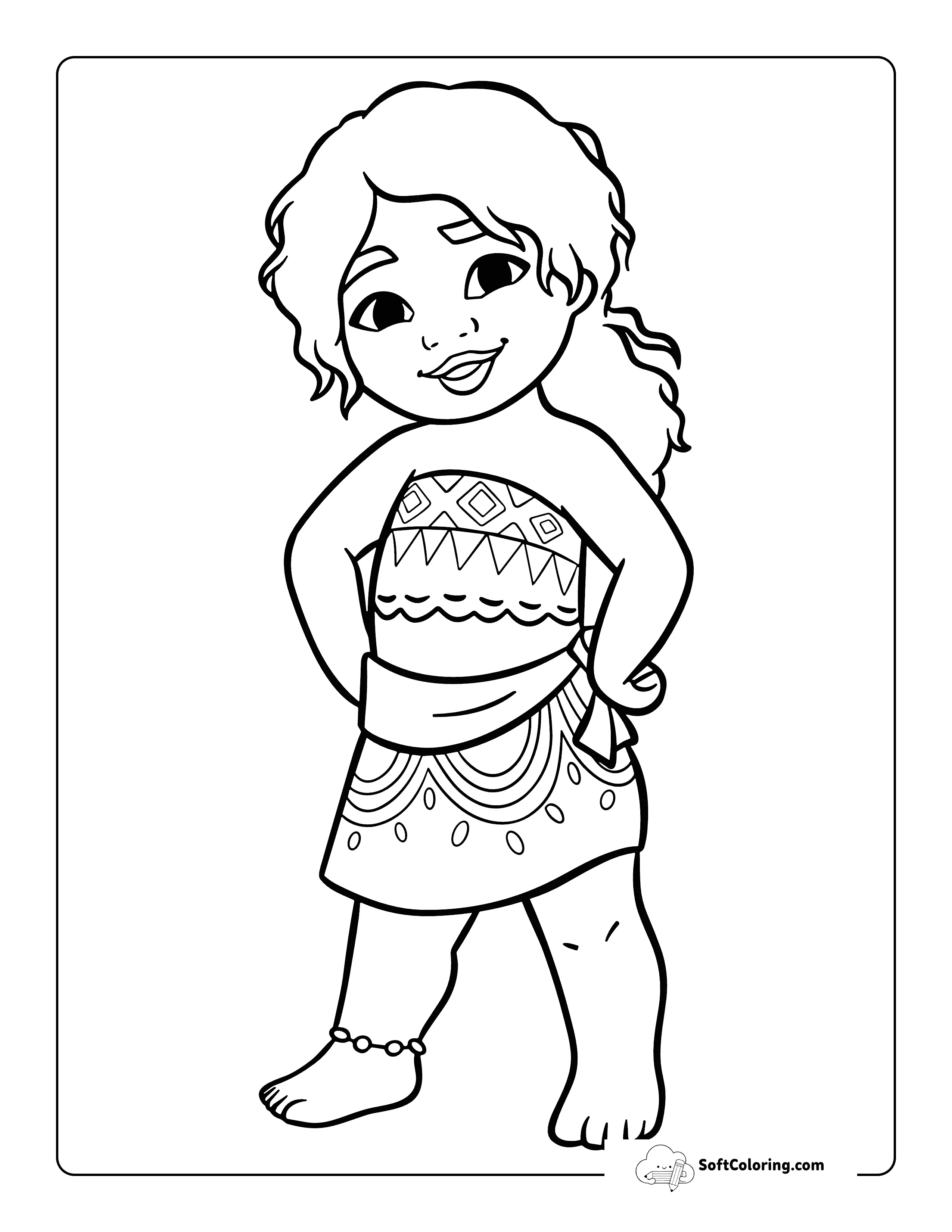Easy Moana's Sister Simea-Inspired Coloring Page