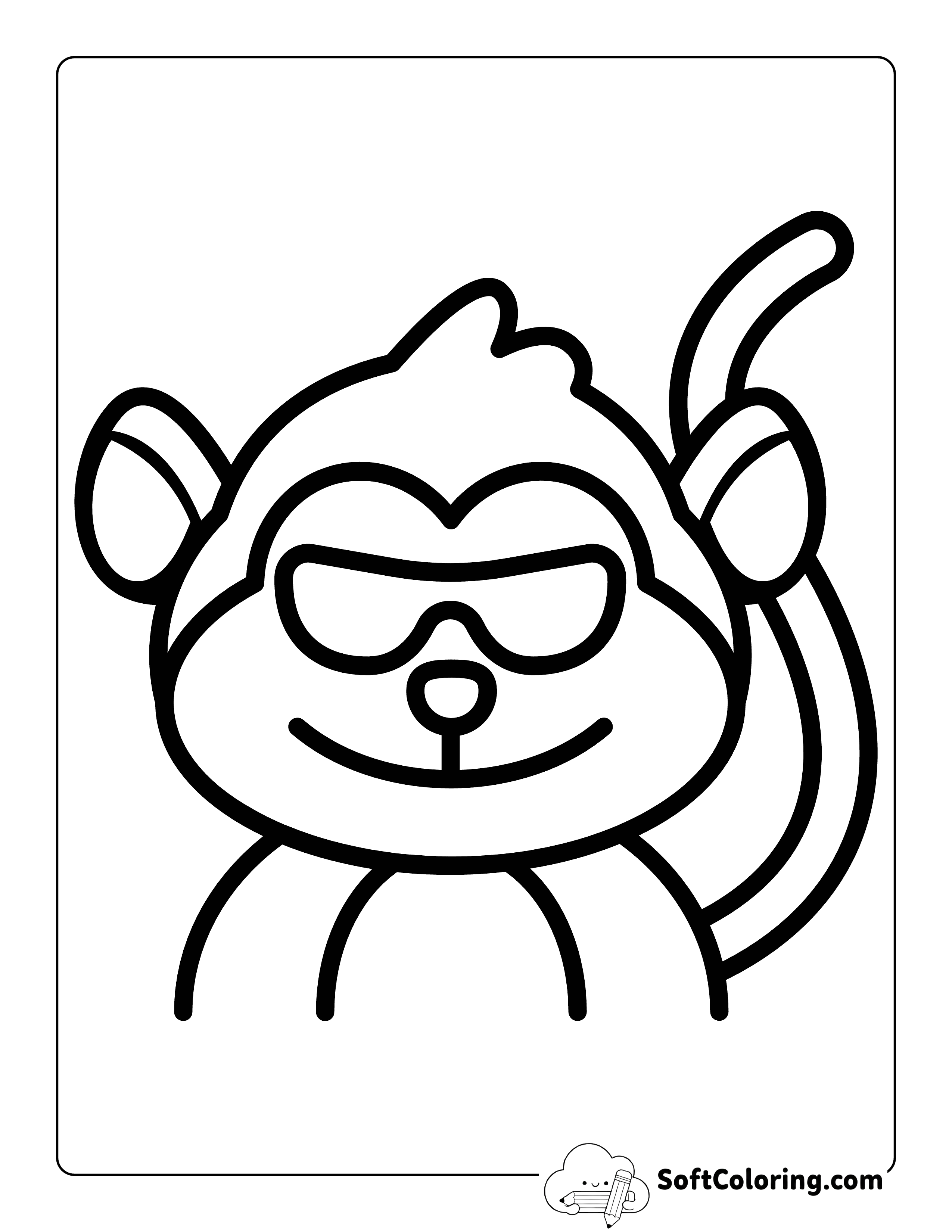 Simple Cool Monkey Wearing Sunglasses Outline