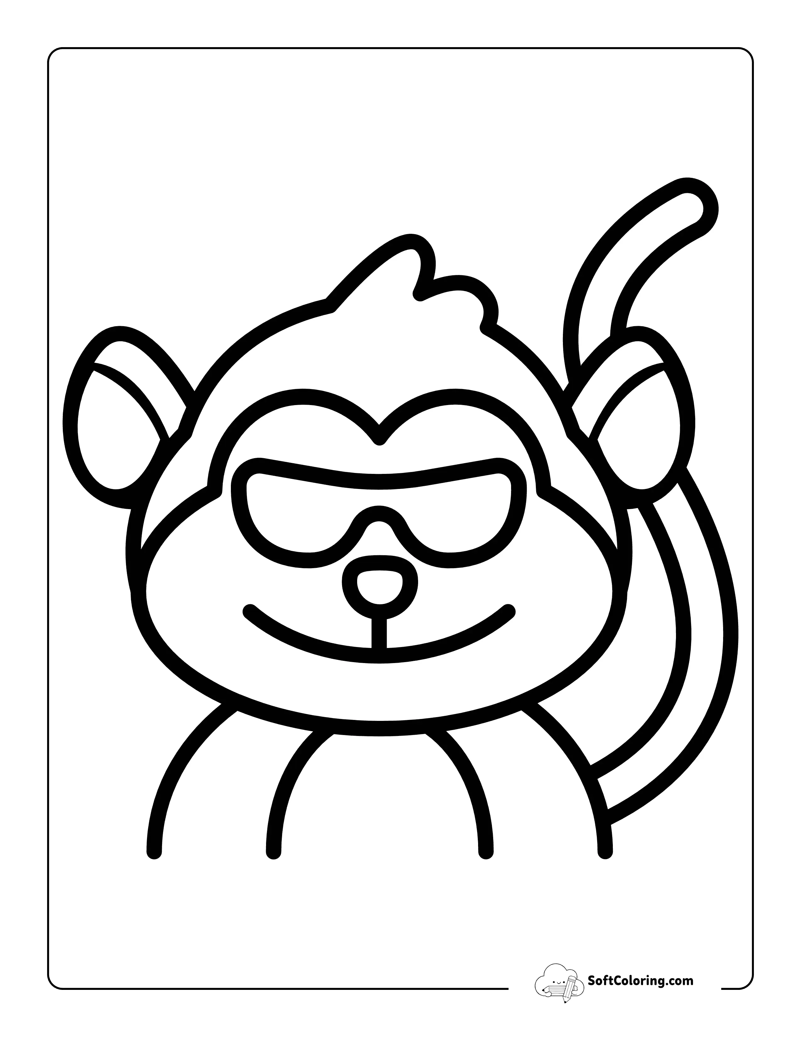 Simple Cool Monkey Wearing Sunglasses Outline