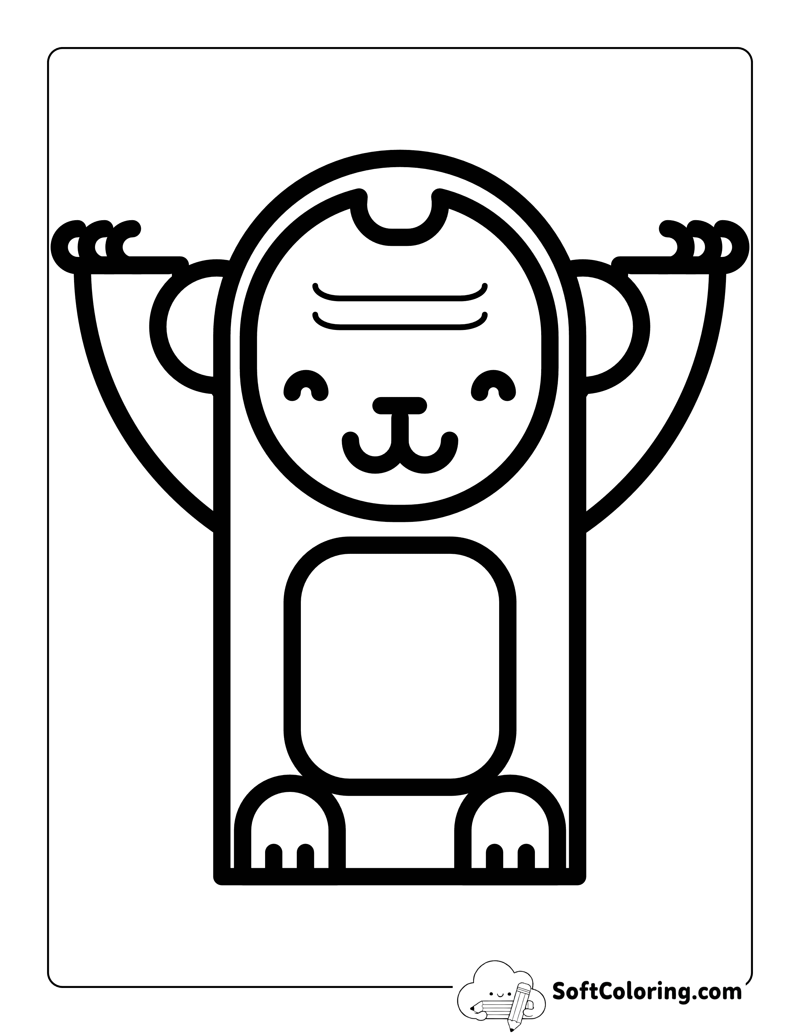 Cute Happy Gorilla Outline