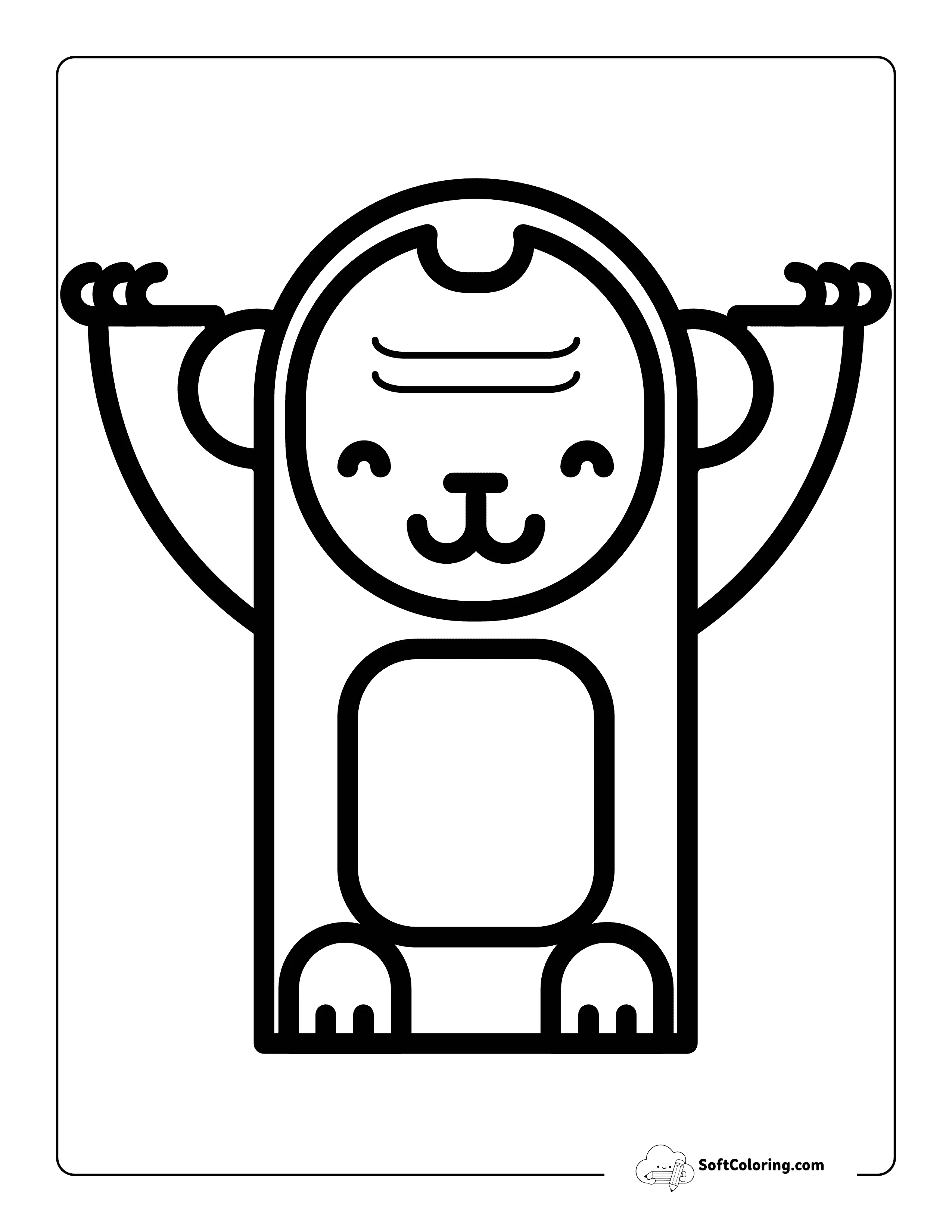 Cute Happy Gorilla Outline