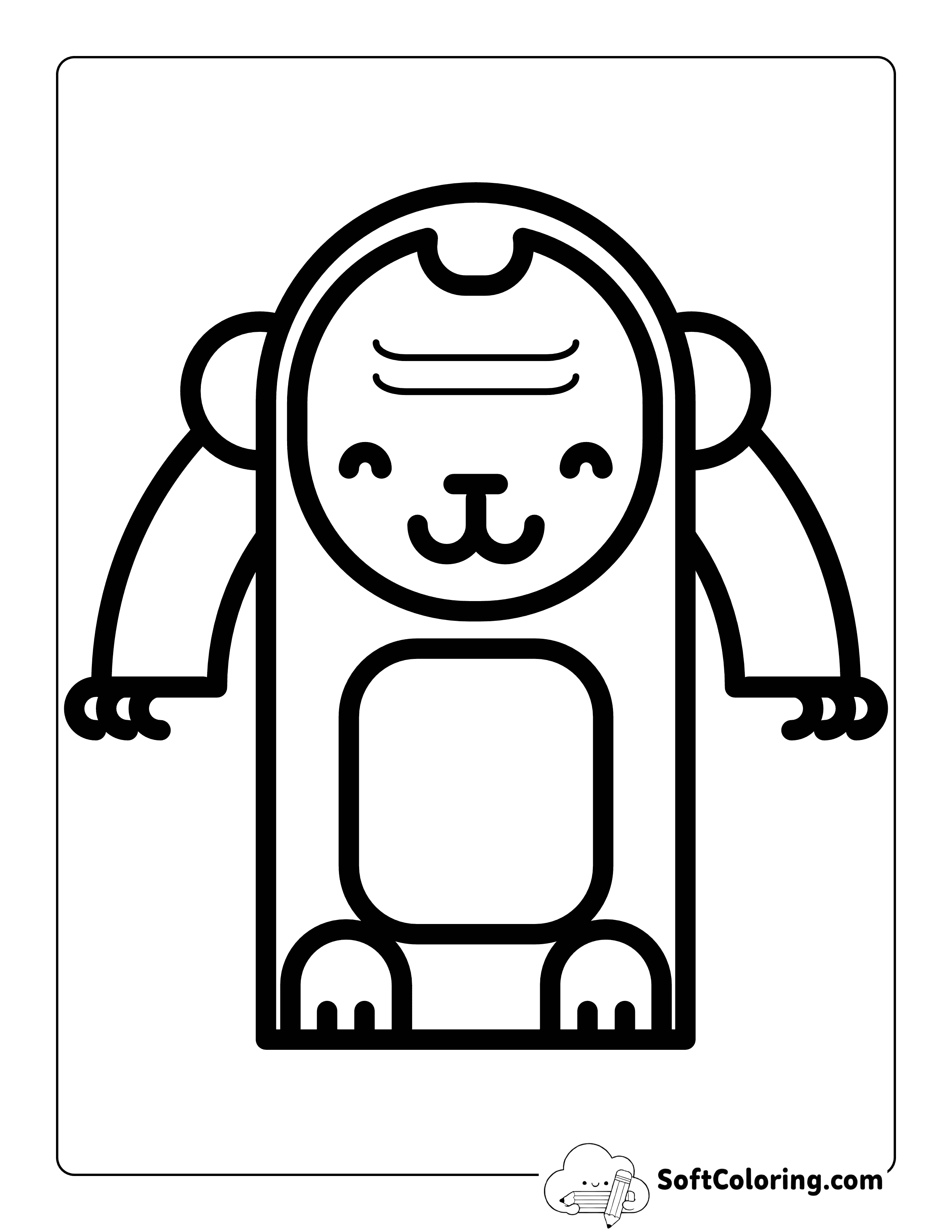 Simple Cute Round Happy Ape Outline