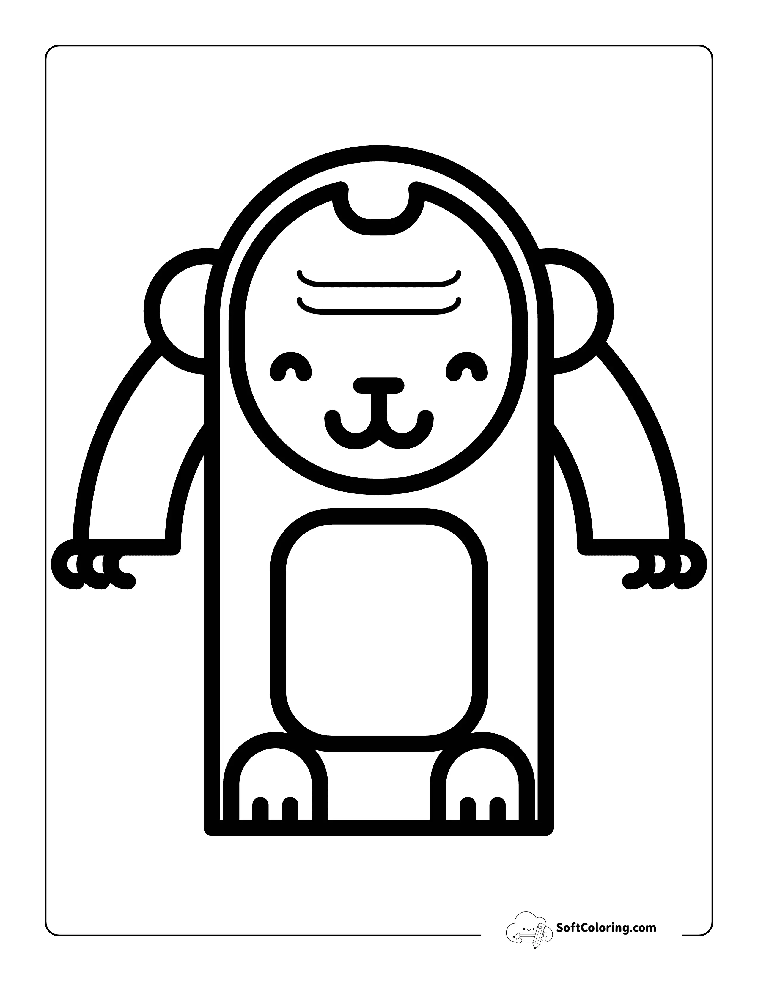 Simple Cute Round Happy Ape Outline