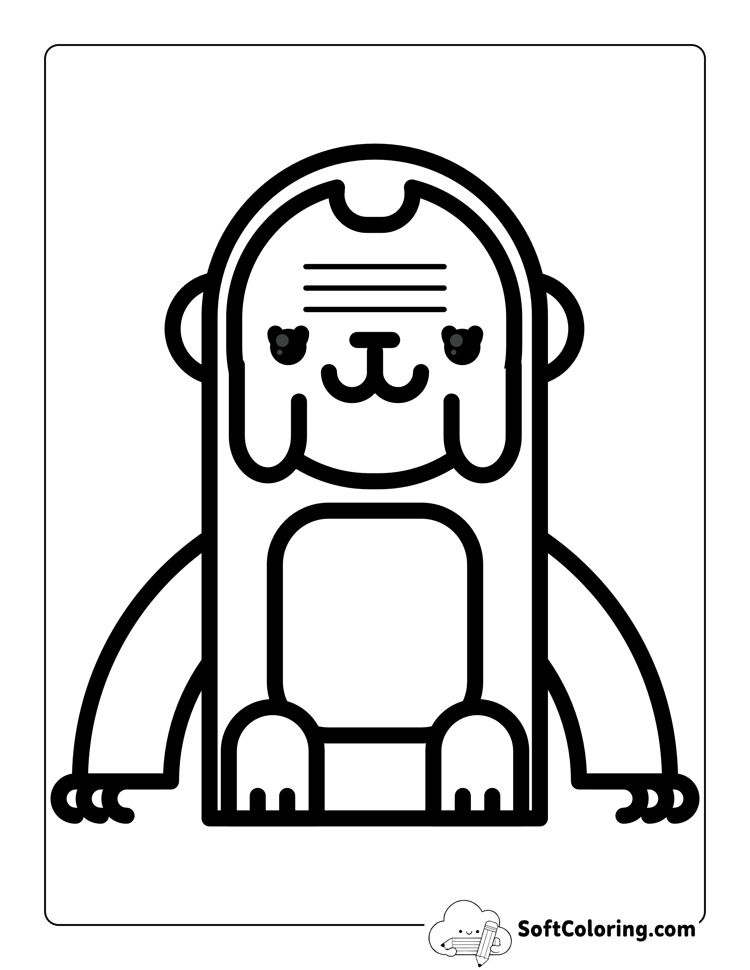 Simple Cute Round Orangutan Outline