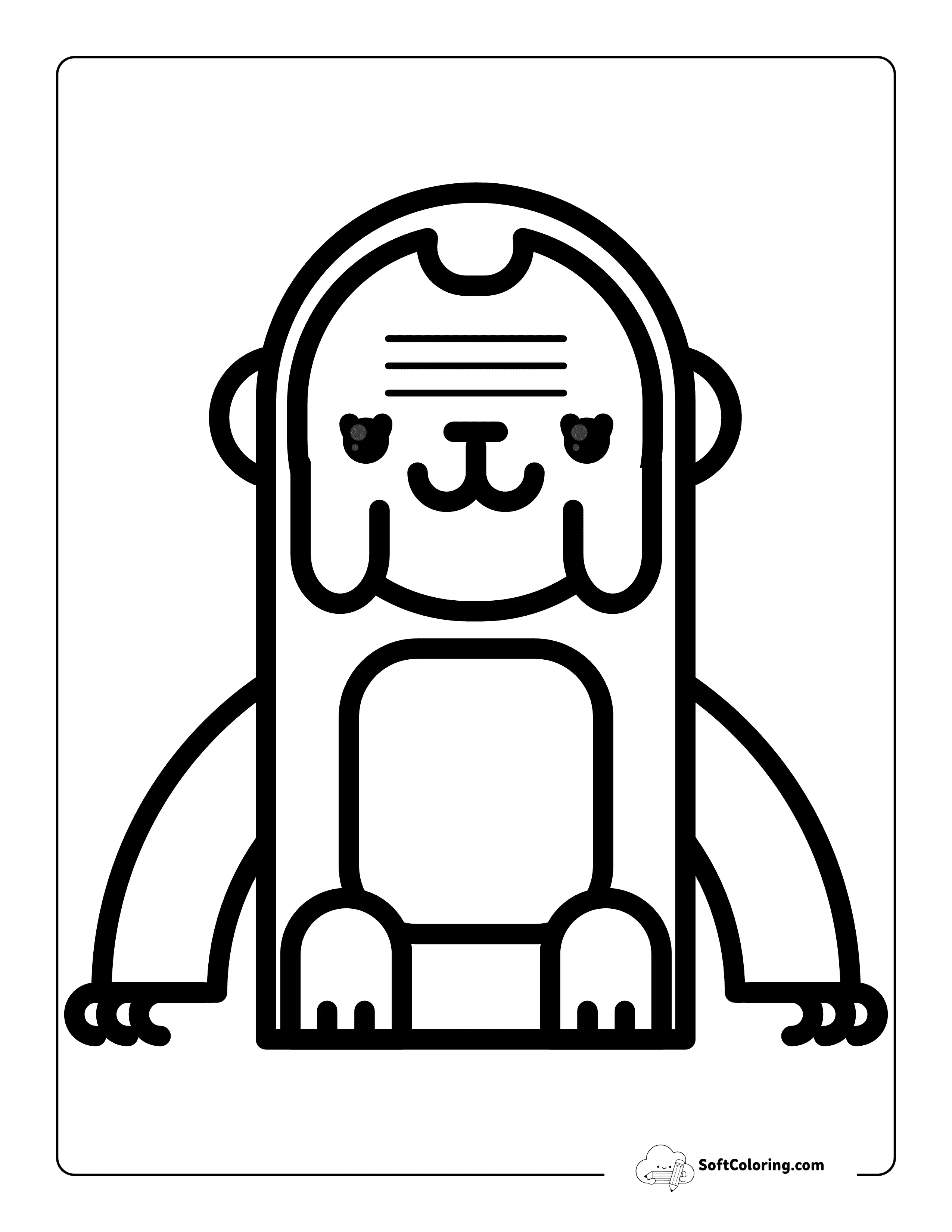 Simple Cute Round Orangutan Outline