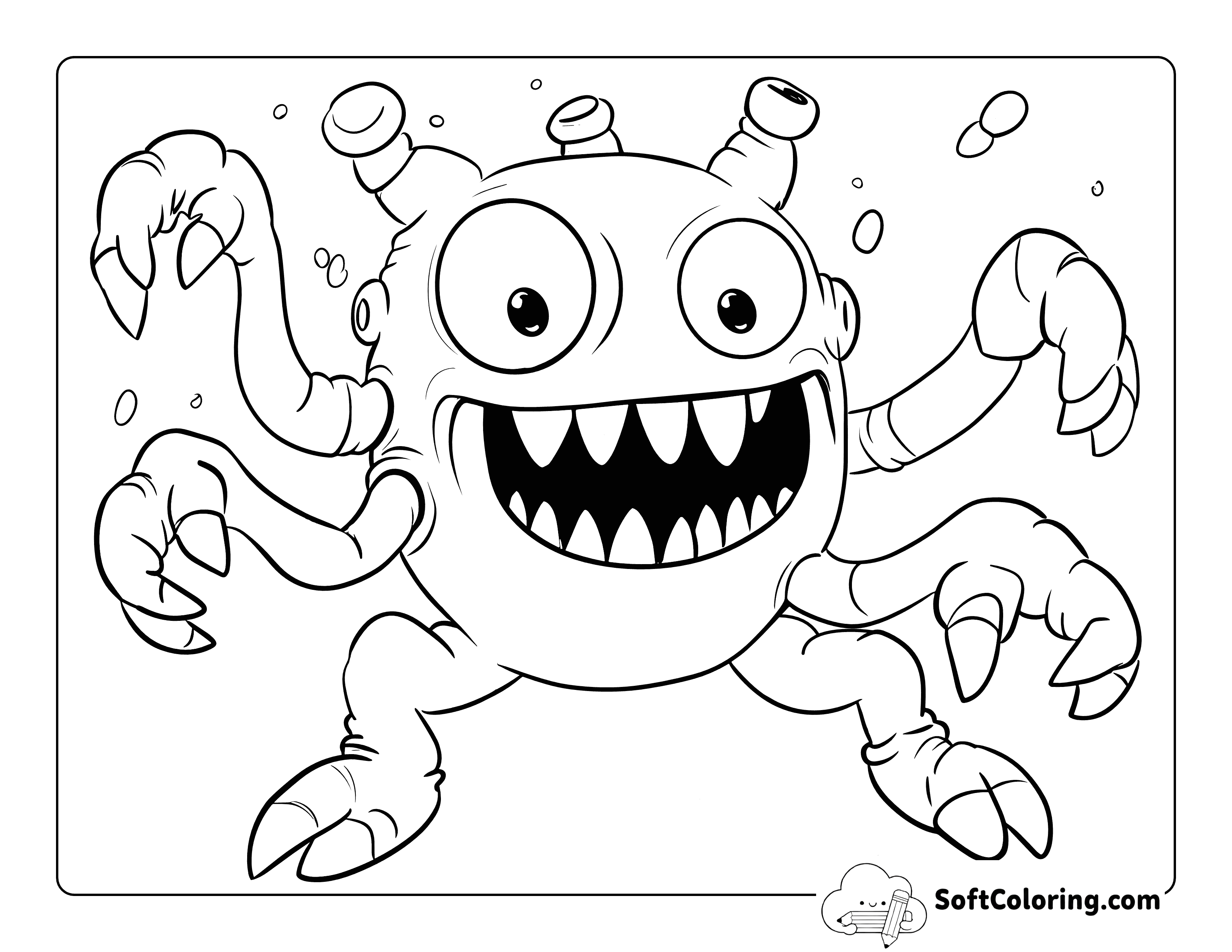 Easy Alien Space Coloring Page for Kids