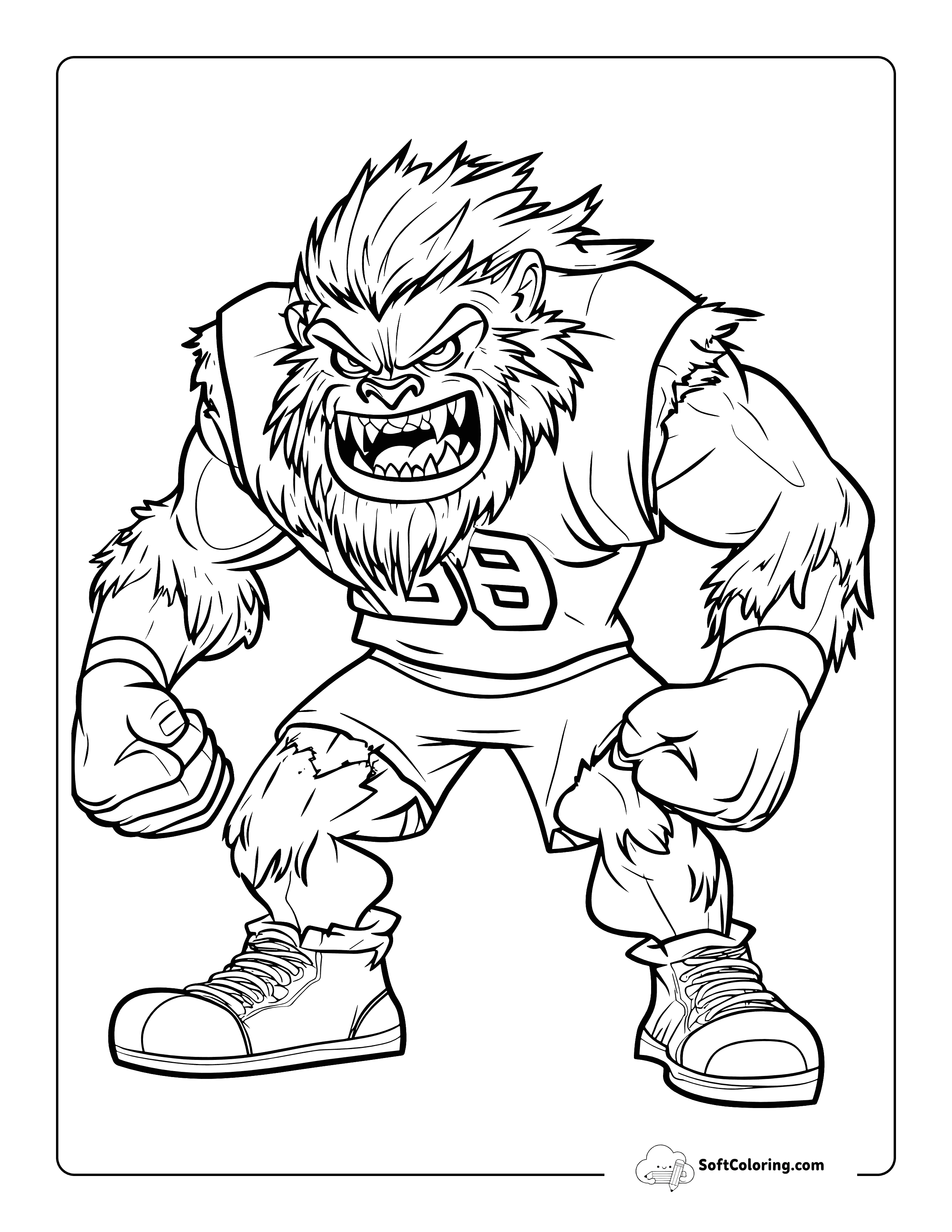 Scary Wolfman Monster Coloring Page For Teens