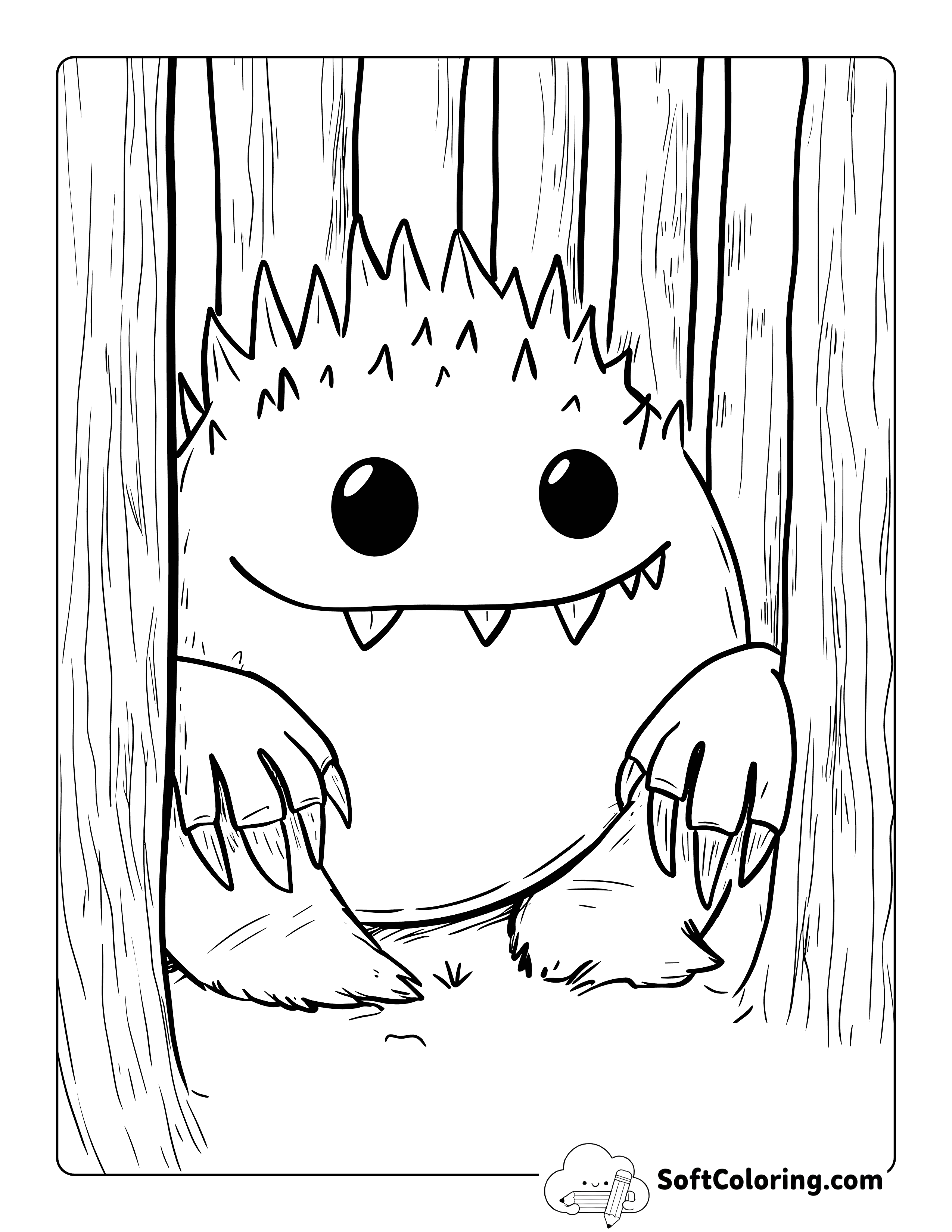Cute Monster Aesthetic Coloring Page Printable
