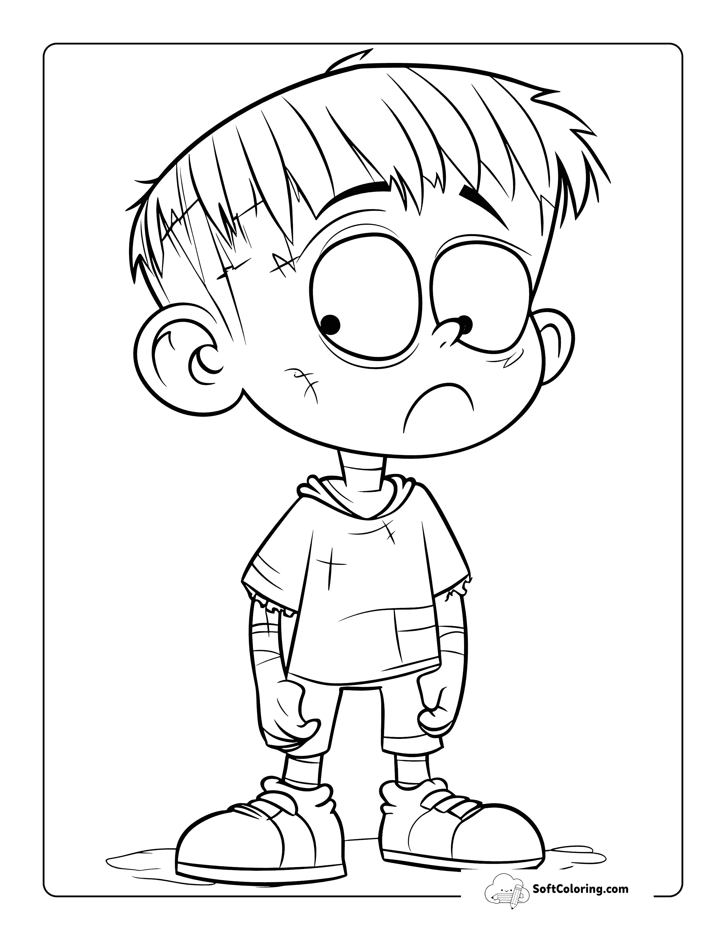 Kid Frankenstein Cute Monster Coloring Page Printable