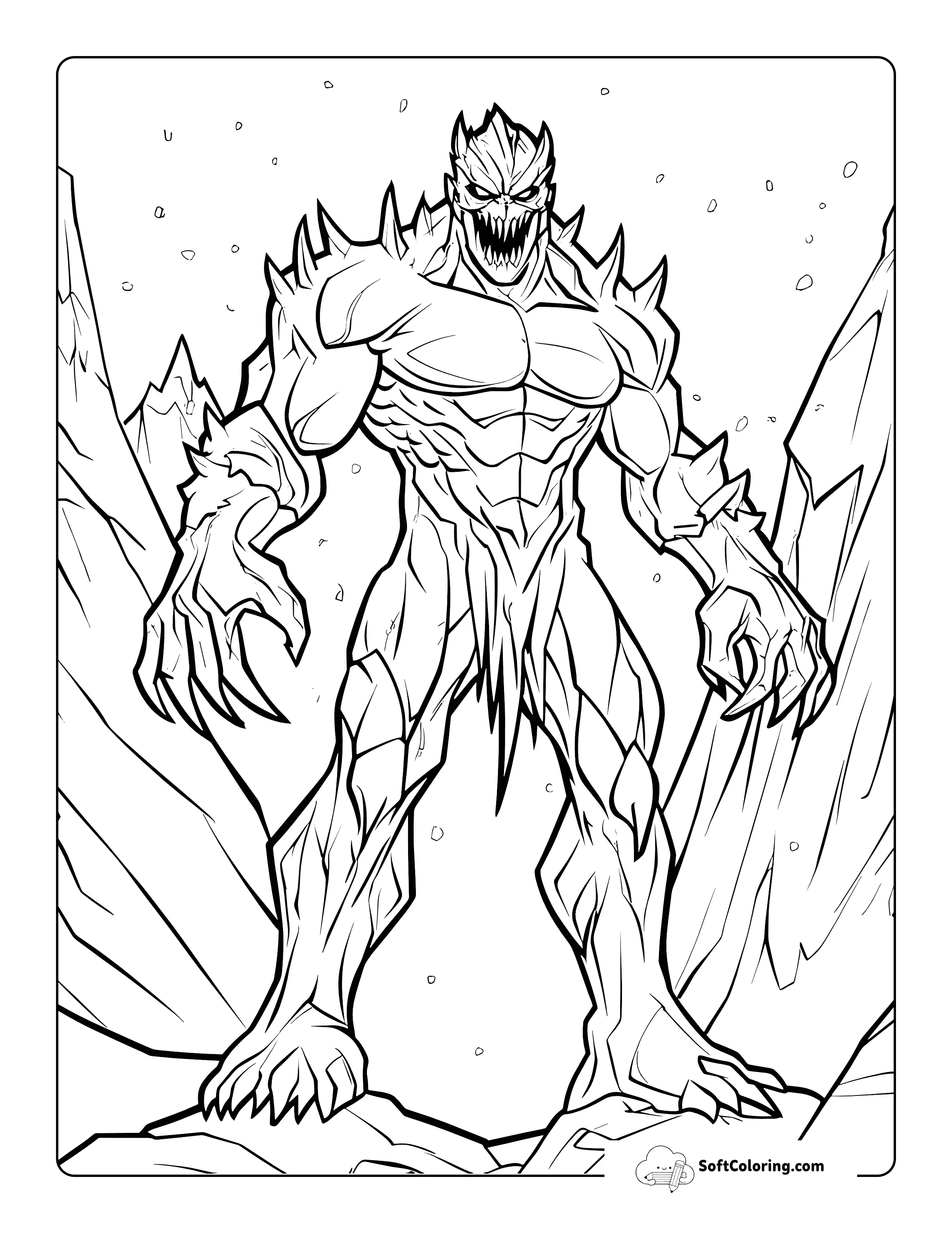 Ice Giant Scary Monster Coloring Page For Adults