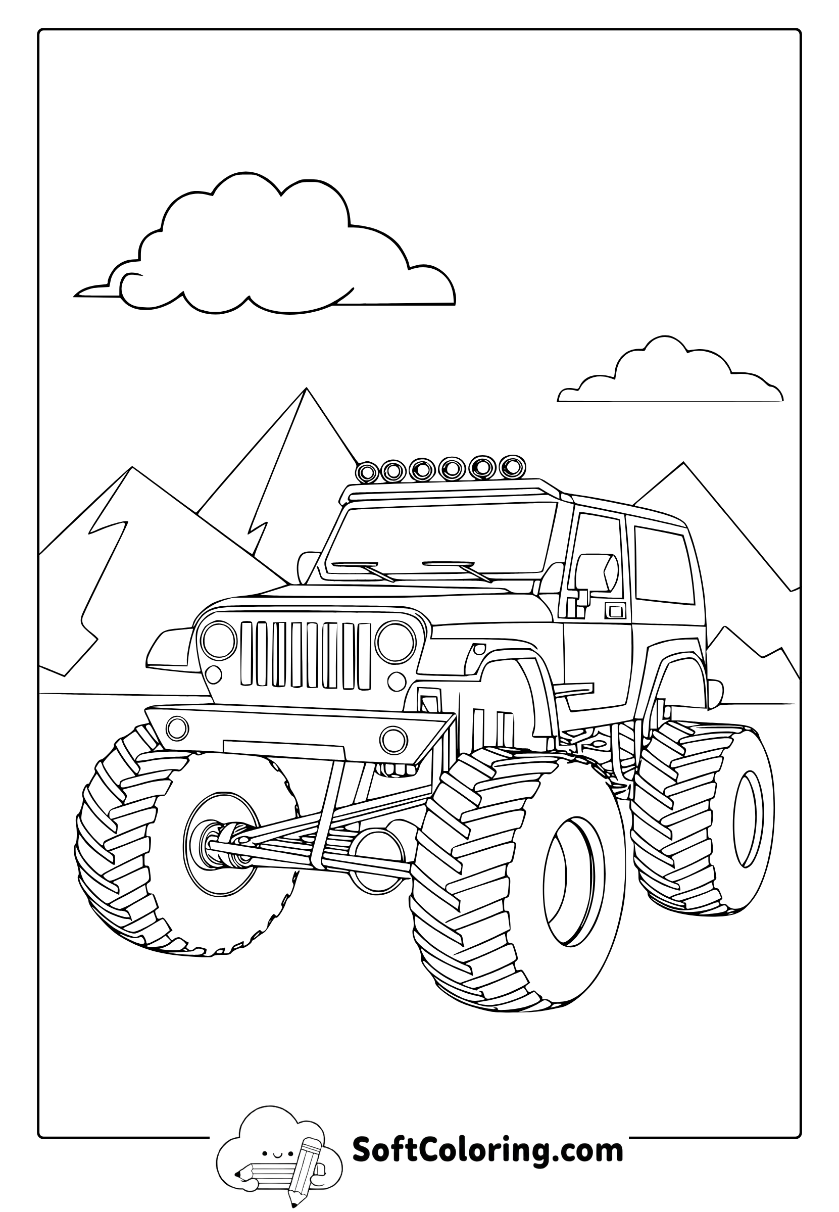 monster truck jeep coloring page