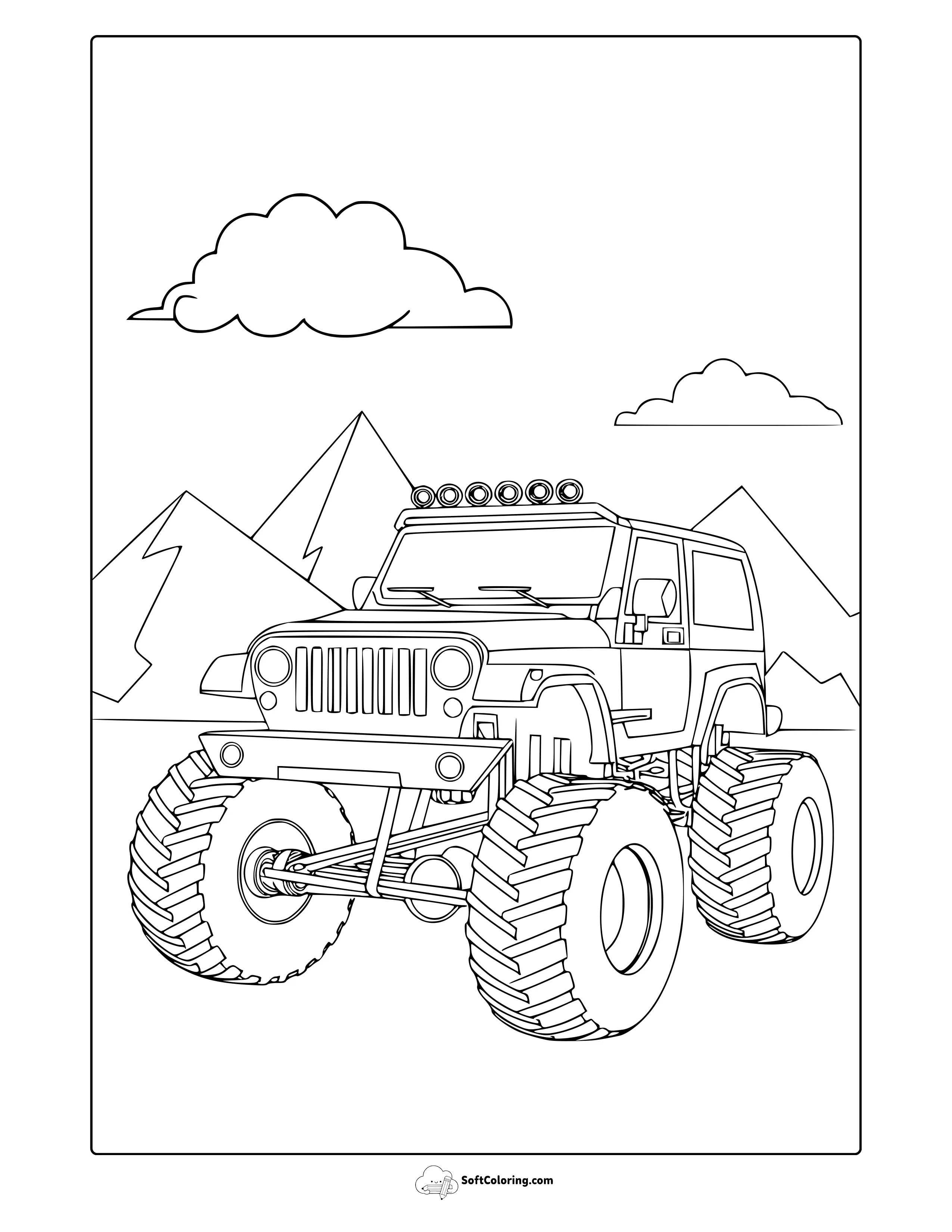 Monster Truck Jeep Coloring Page