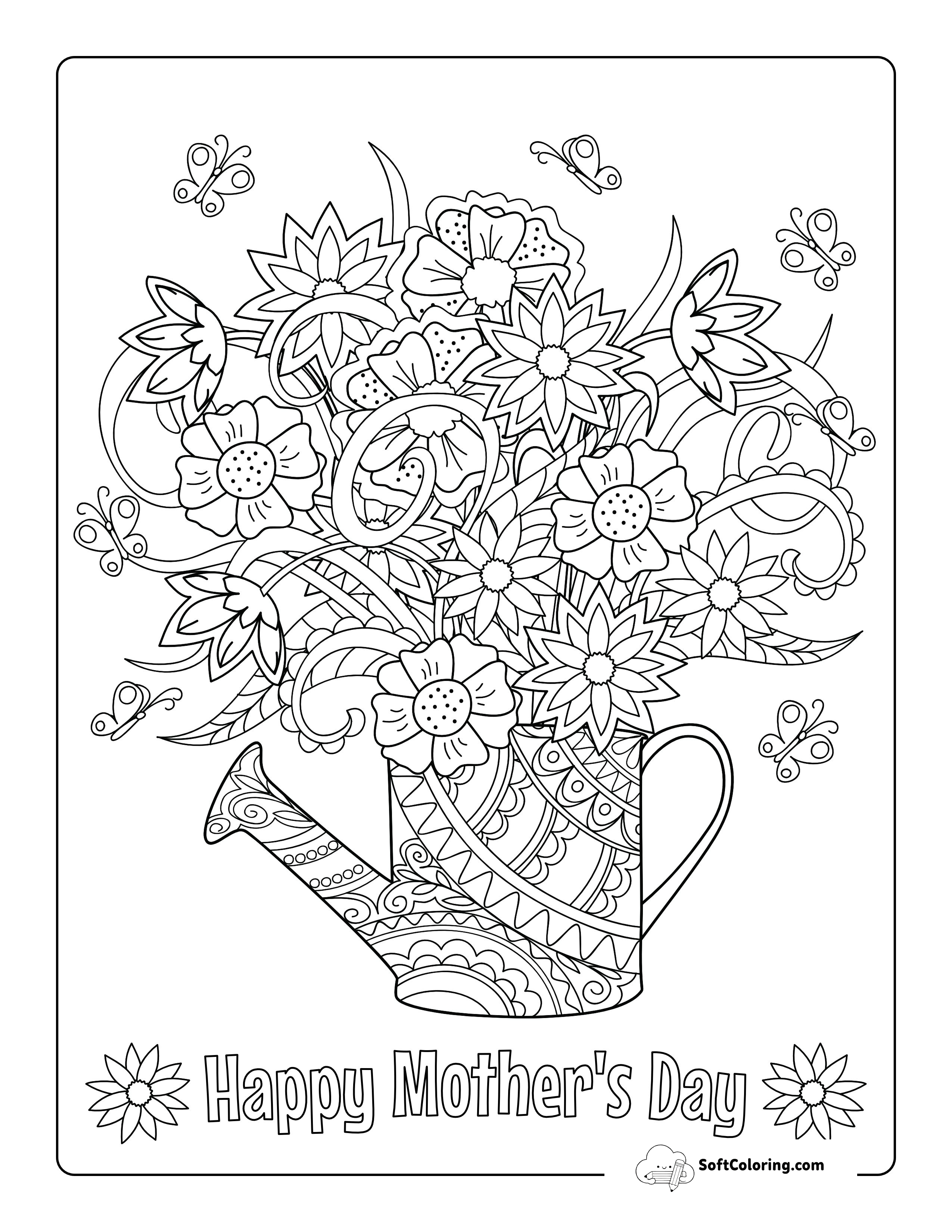 "Happy Mother's Day" Coloring Page For Teens