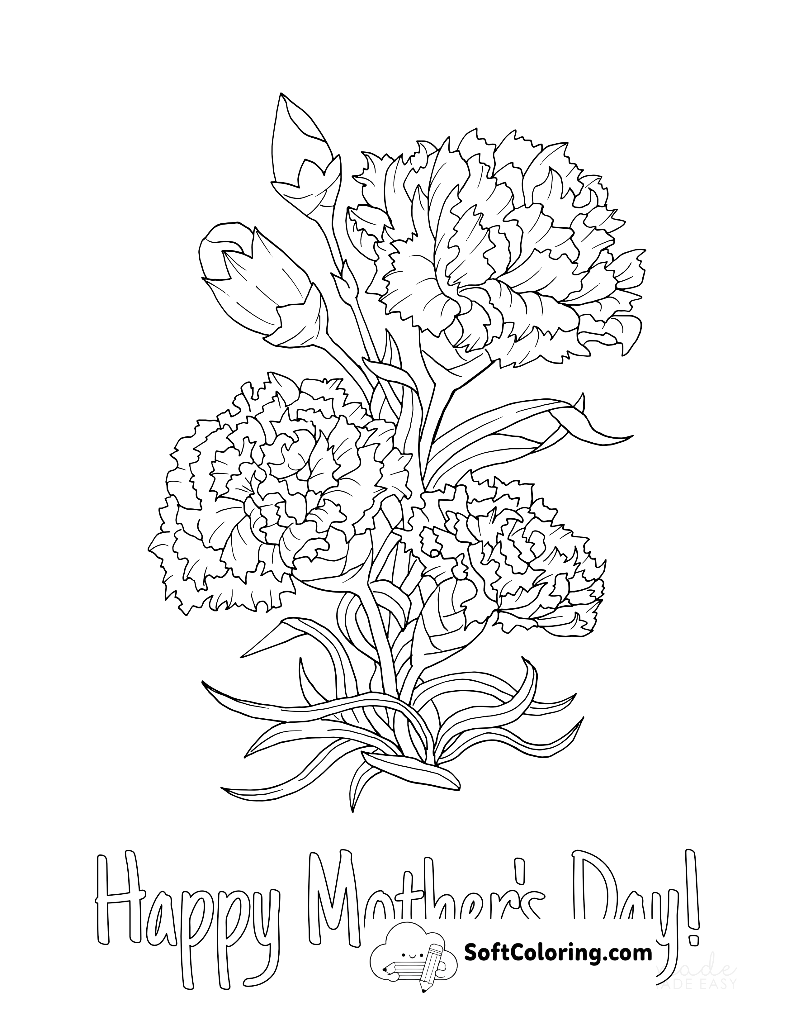 "Happy Mother's Day" Carnations To Color