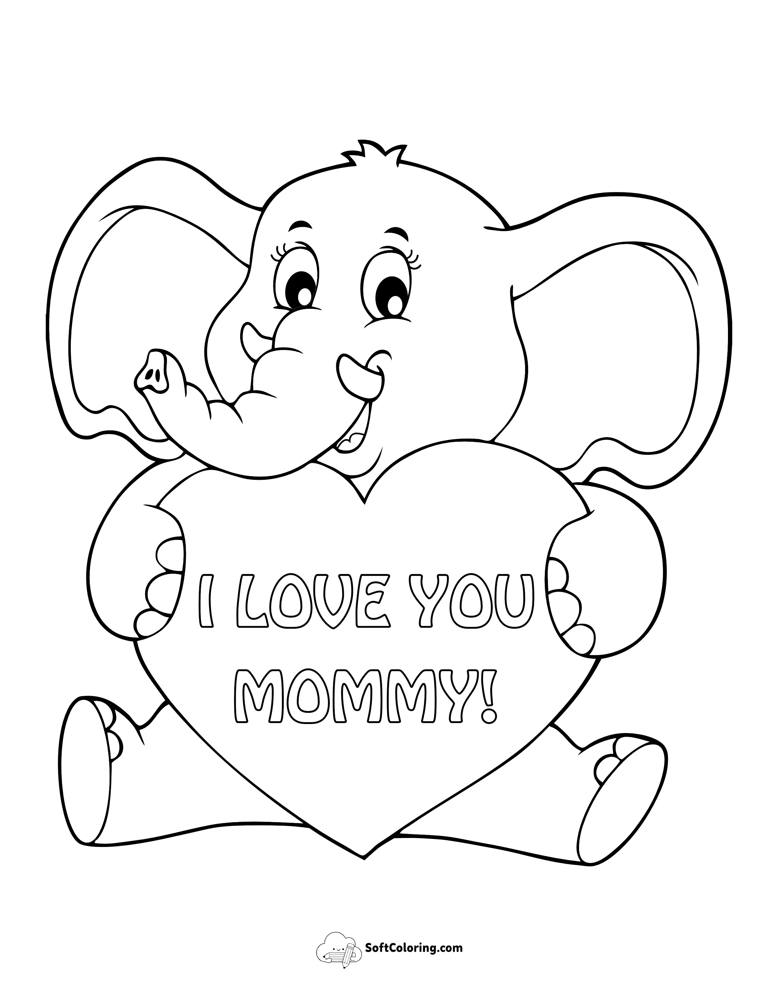 "I Love You Mommy" Cute Elephant For Kids